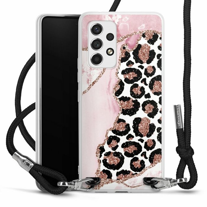 DeinDesign Handyhülle Leopard Glitzer Look Marmor Patterns and Textures Smooth Pink Samsung Galaxy A53 5G Handykette Hülle mit Band Case zum Umhängen