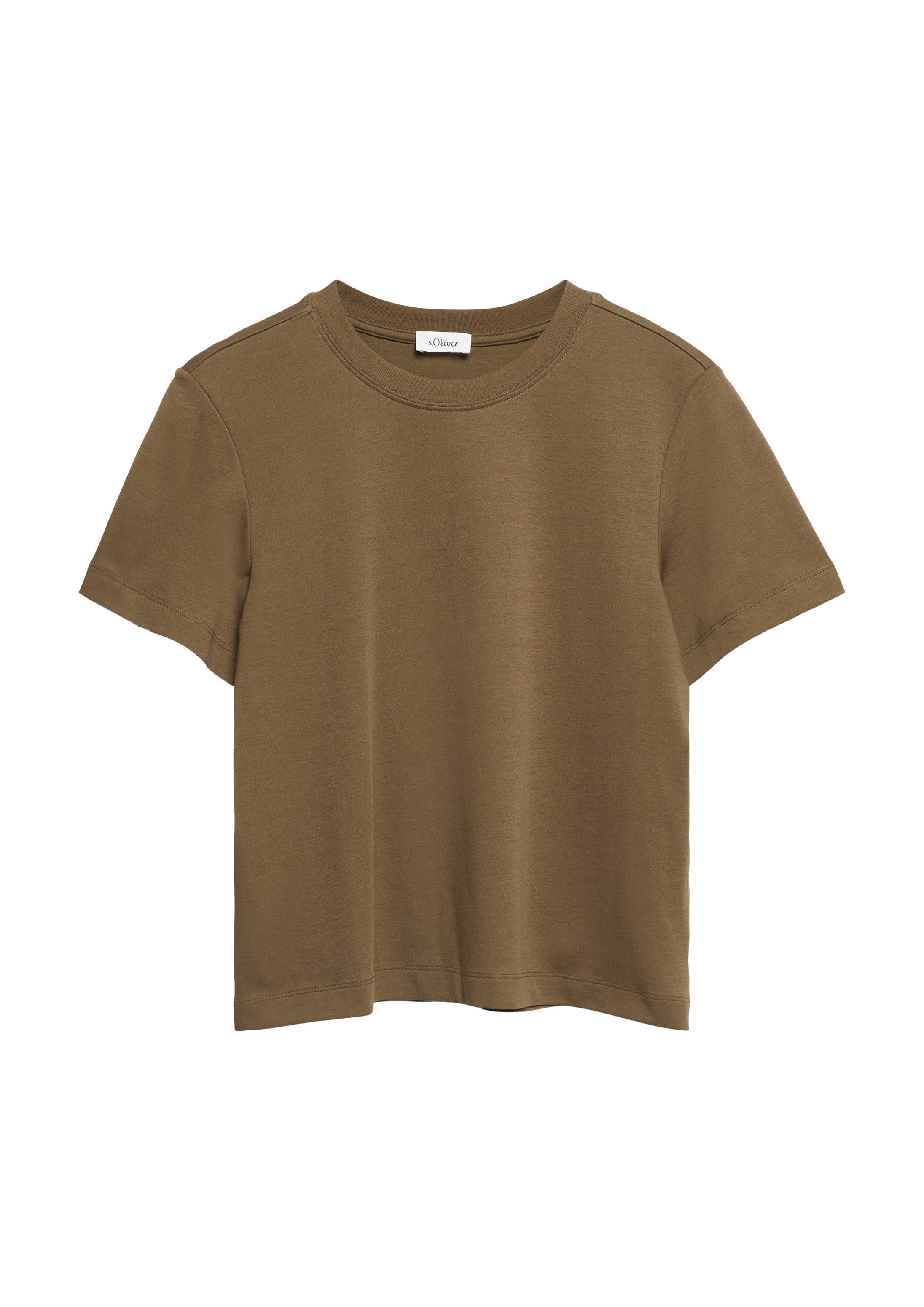 s.Oliver Kurzarmshirt T-Shirt Verkürztes T-Shirt aus Interlockjersey
