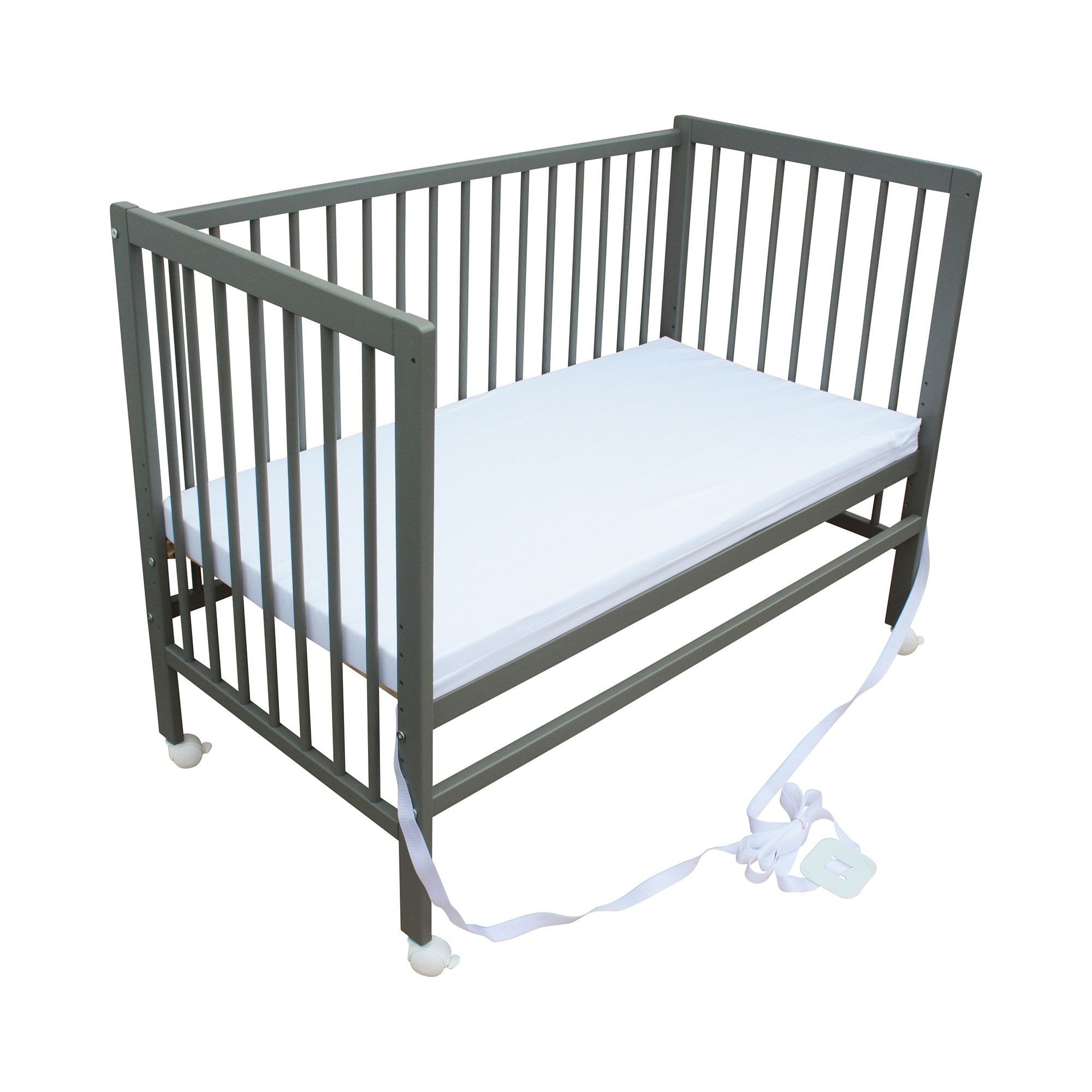 Micoland Beistellbett Kinderbett Beistellbett Babybett 120x60cm + Matratze, Gurt und Räder