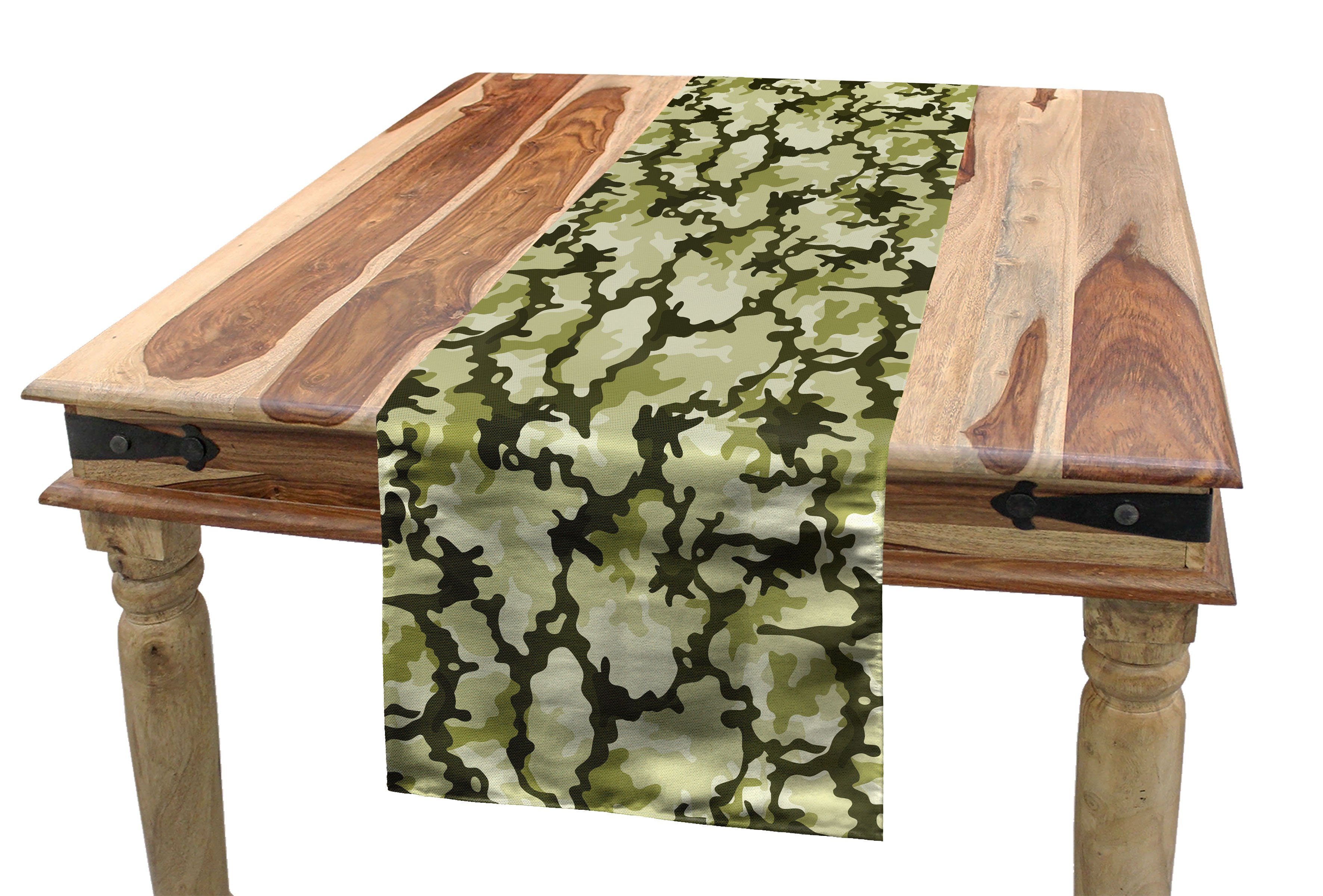 Camouflage-Design Küche Esszimmer Dekorativer Abakuhaus Tischläufer, Tischläufer Jungle Grün Rechteckiger