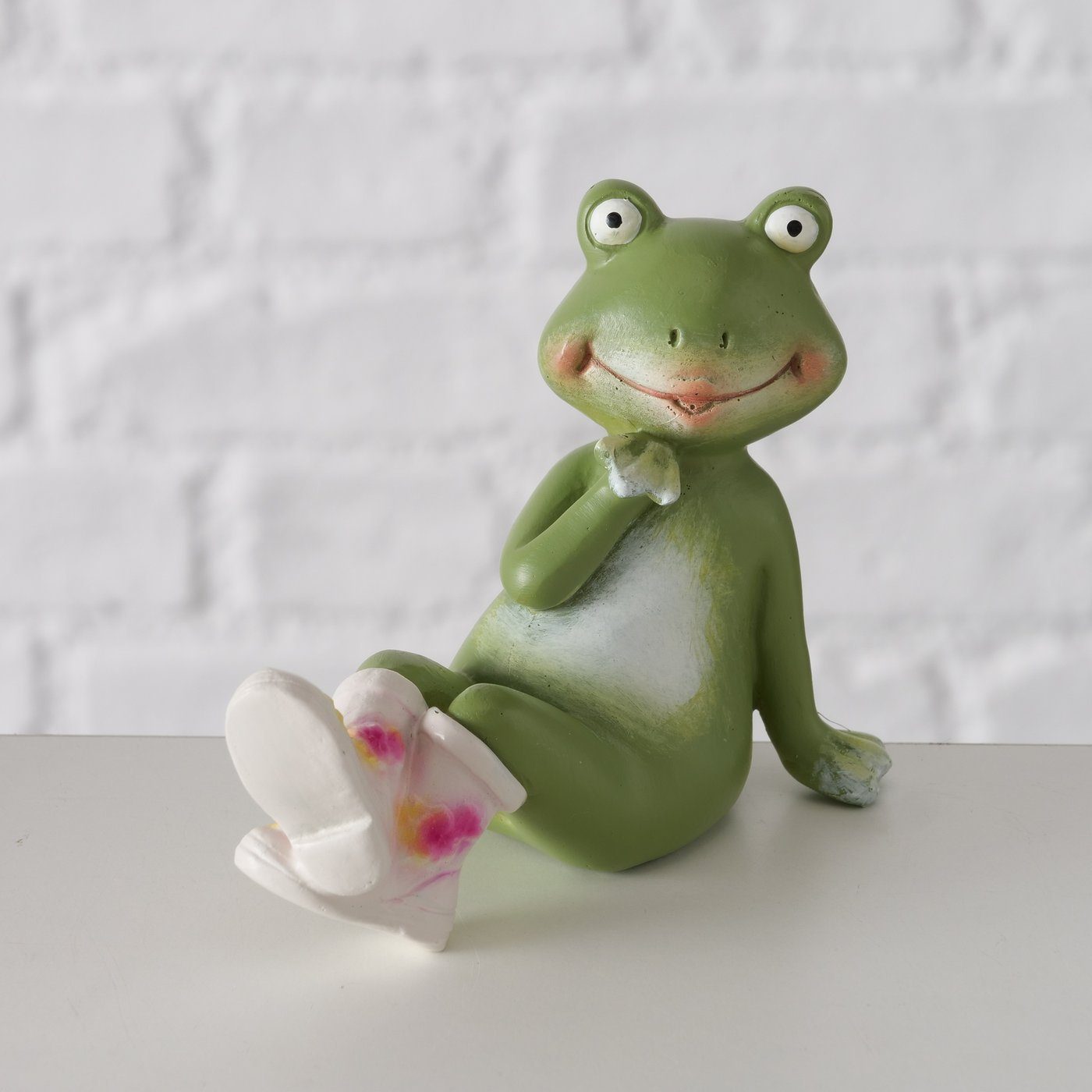 BOLTZE Dekofigur Frosch und mit Haus Dekofigur Set Gummistiefeln Garten für