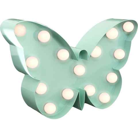 MARQUEE LIGHTS LED Dekolicht Butterfly, LED fest integriert, Warmweiß, Wandlampe, Tischlampe Butterfly mit 15 festverbauten LEDs - 23x 15 cm