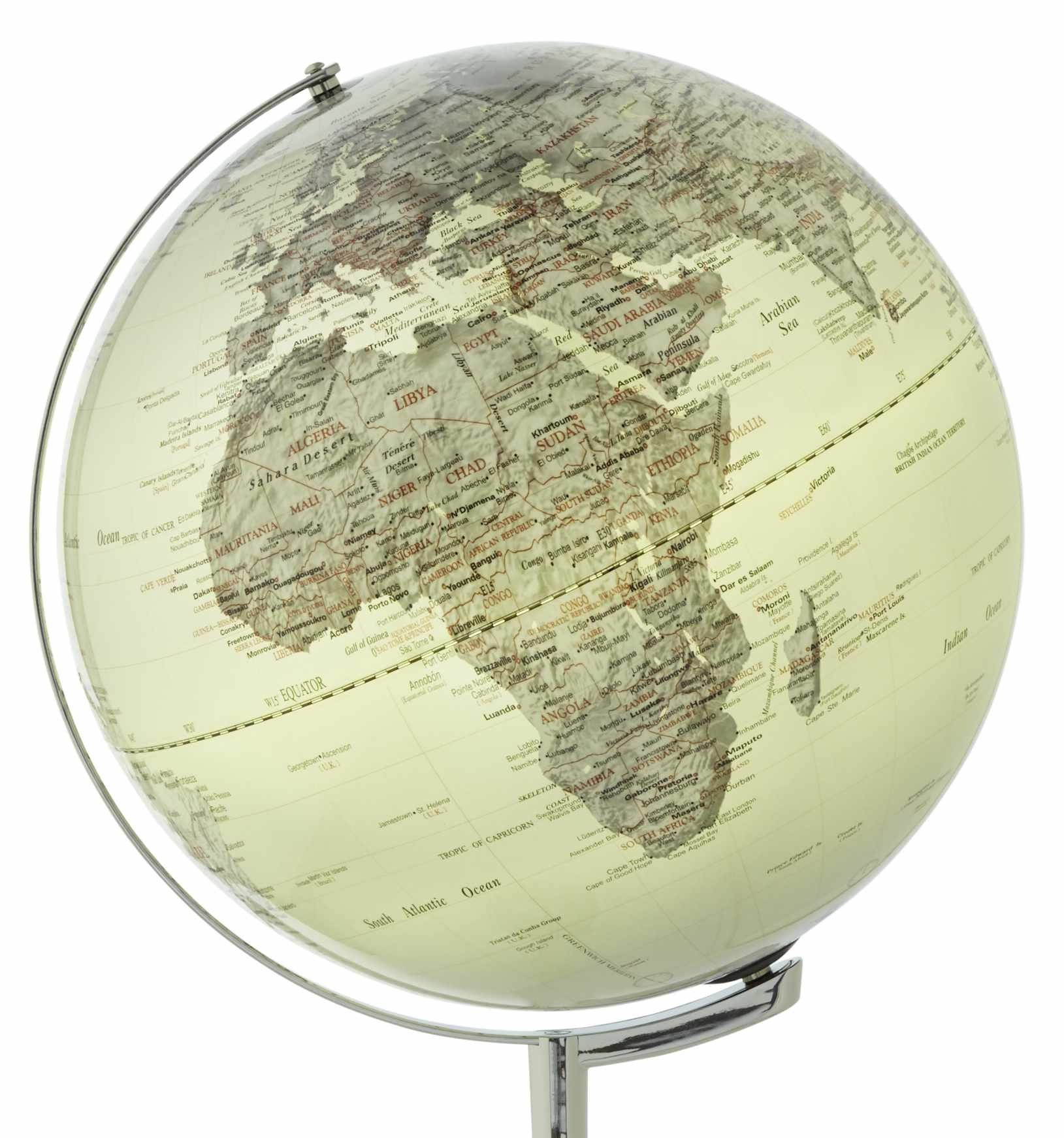 emform® Globus Standglobus 43cm beleuchtet Sojus Silver, silber, politisch, drehbar um 1 Achse | Globusse
