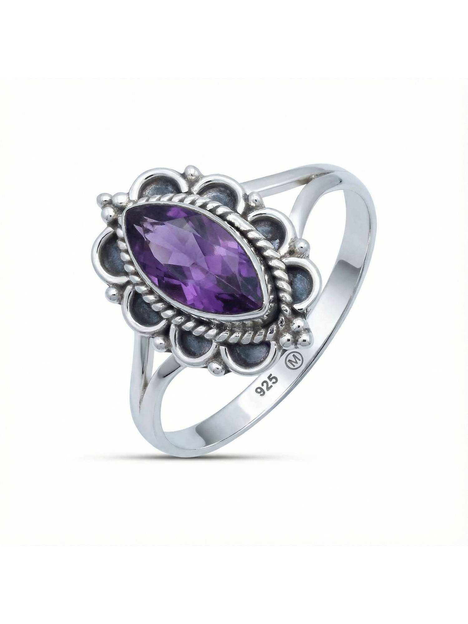 Silberring MALUHIA aus 925 Silber mit Amethyst facettiert