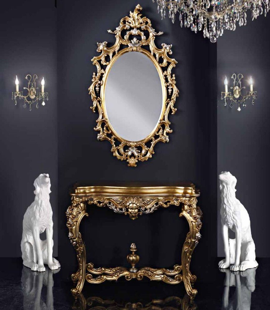 Casa Padrino Barockspiegel Luxus Barock Hotel in Wandspiegel - Gold Spiegelkonsole Barock Silber mit Luxus Italy Made Schloß Prunkvolle - - & - Möbel Qualität Barock Konsole 