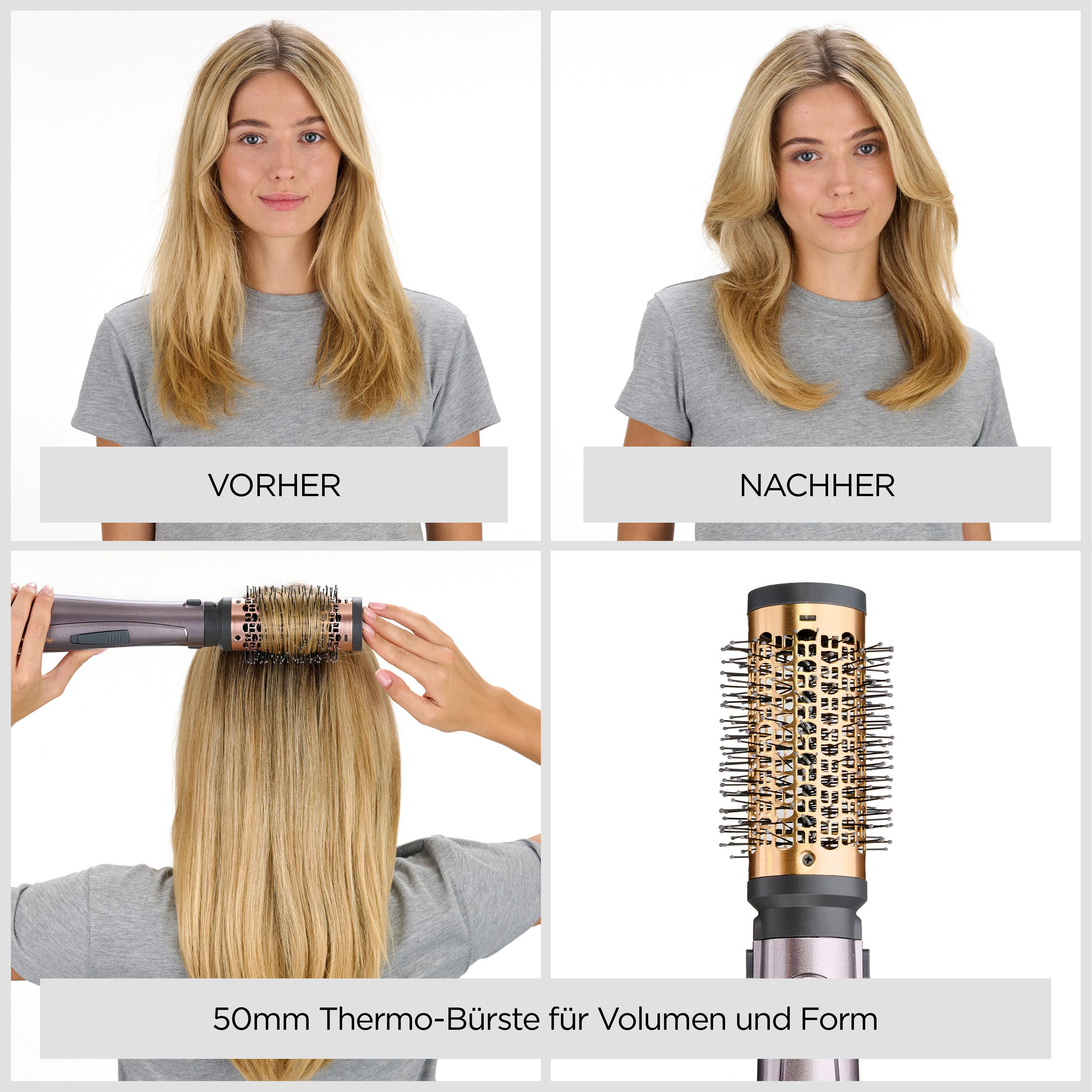 BaByliss Warmluftbürste Air Style 1000 Warmluftbürste mit 4 Aufsätzen, 1000W, AS136E, 4-in-1 Styler zum Föhnen, Glätten, Locken und für Volumen, Ionen