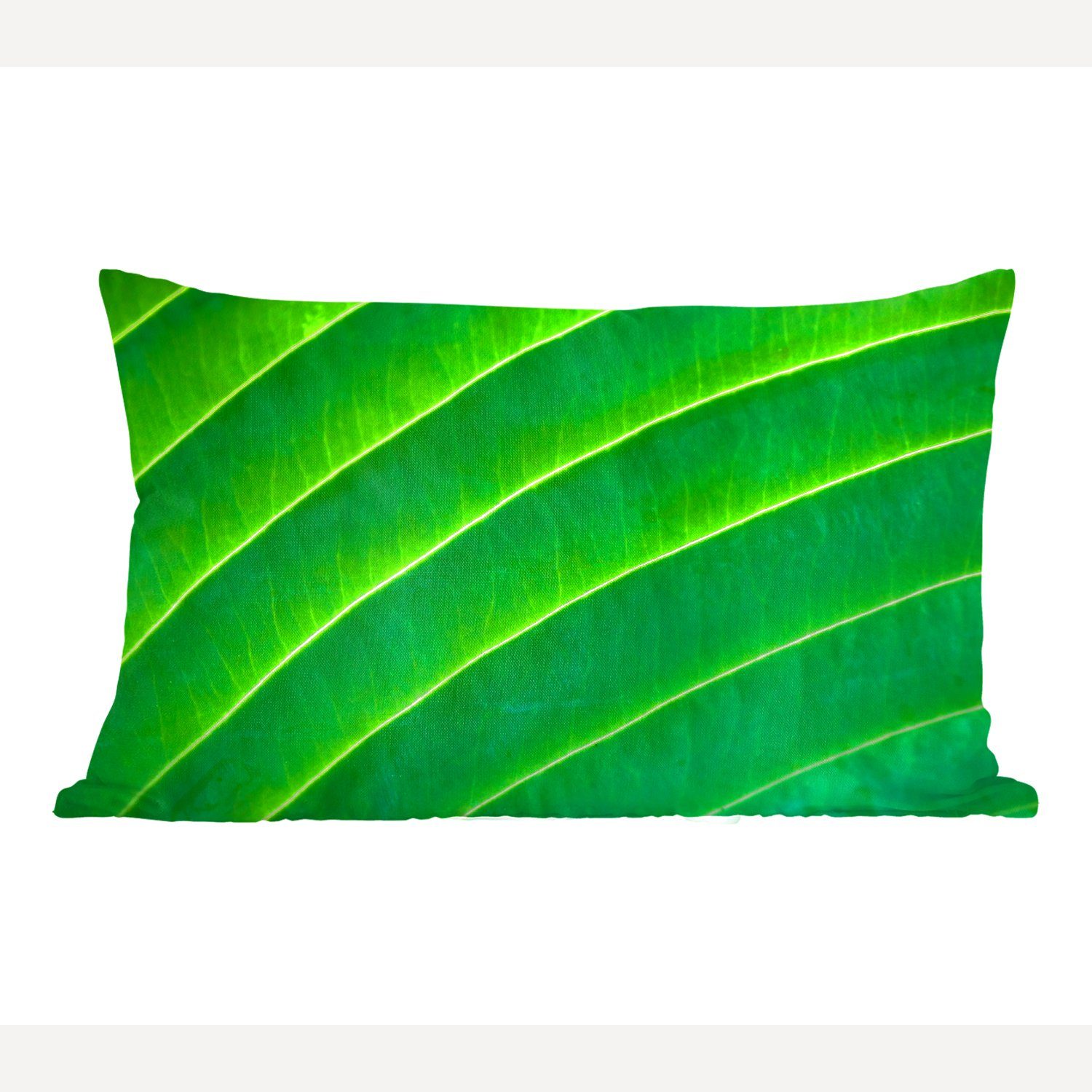 MuchoWow Dekokissen Lange Adern in einem grünen Blatt, Wohzimmer Dekoration, Zierkissen, Dekokissen mit Füllung, Schlafzimmer