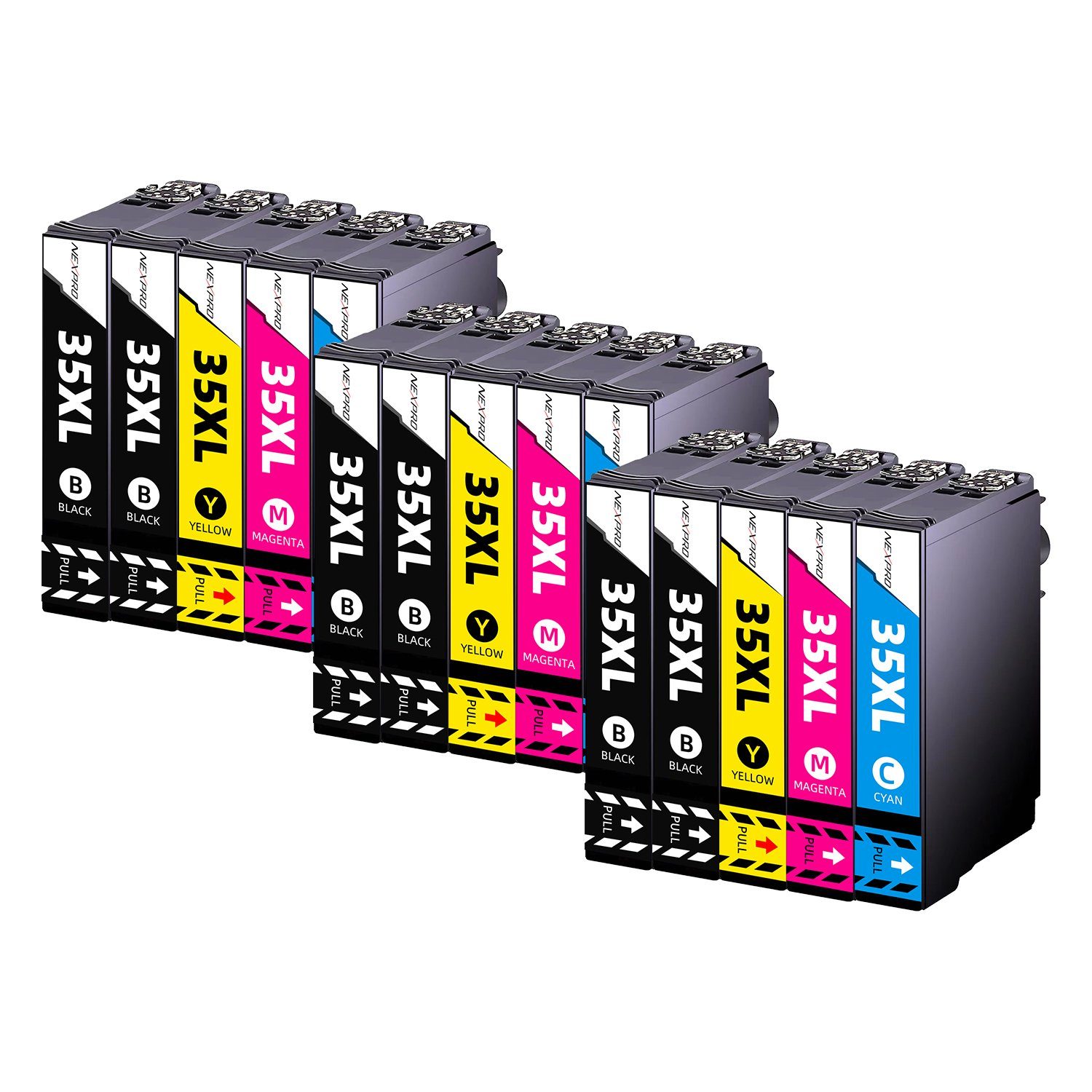 NEXPRO 15er 35 XL Druckerpatronen (Packung, WF-4735 XL EPSON DTWF 35 Tintenpatrone für schwarz/magenta/cyan/yellow) WF-4730 WF-4740 Epson Druckerpatronen