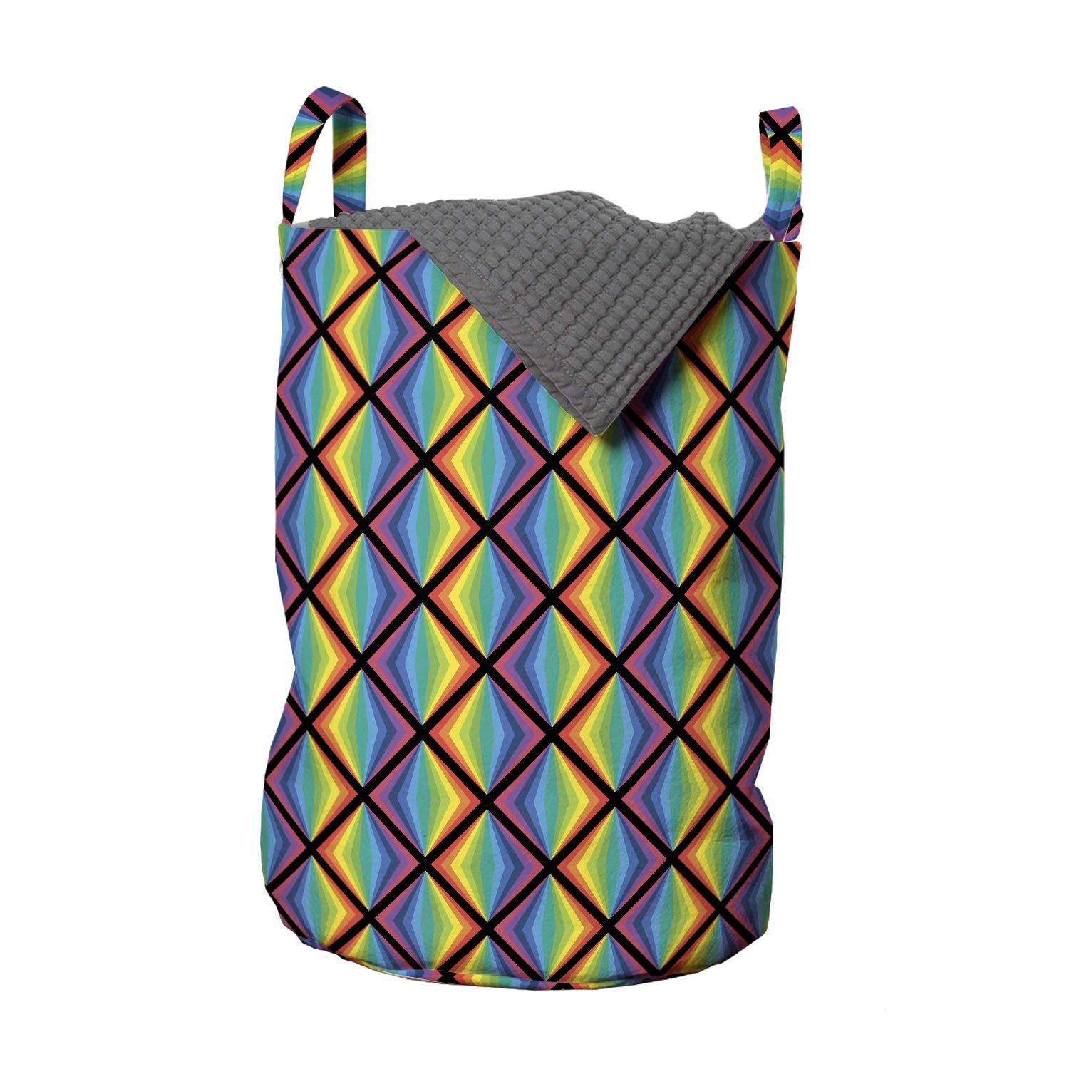 Abakuhaus Wäschesäckchen Wäschekorb mit Griffen Kordelzugverschluss für Waschsalons, Regenbogen Mehrfarbige Triangles Kunst