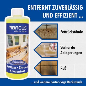 ABACUS Fettlöser Zitrone Konzentrat, Küchenreiniger, Universalreiniger Allzweckreiniger (Mit erfrischendem Zitronenduft, [- Kurze Einwirkzeit Entfernt Mühelos Fett und Öl)