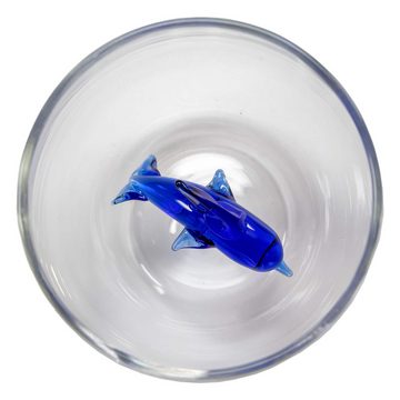 Winkee Glas Trinkglas mit Delphin - handgemacht mundgeblasen Delfin Glas, Glas, Handmade, Mundgeblasen, Unikat