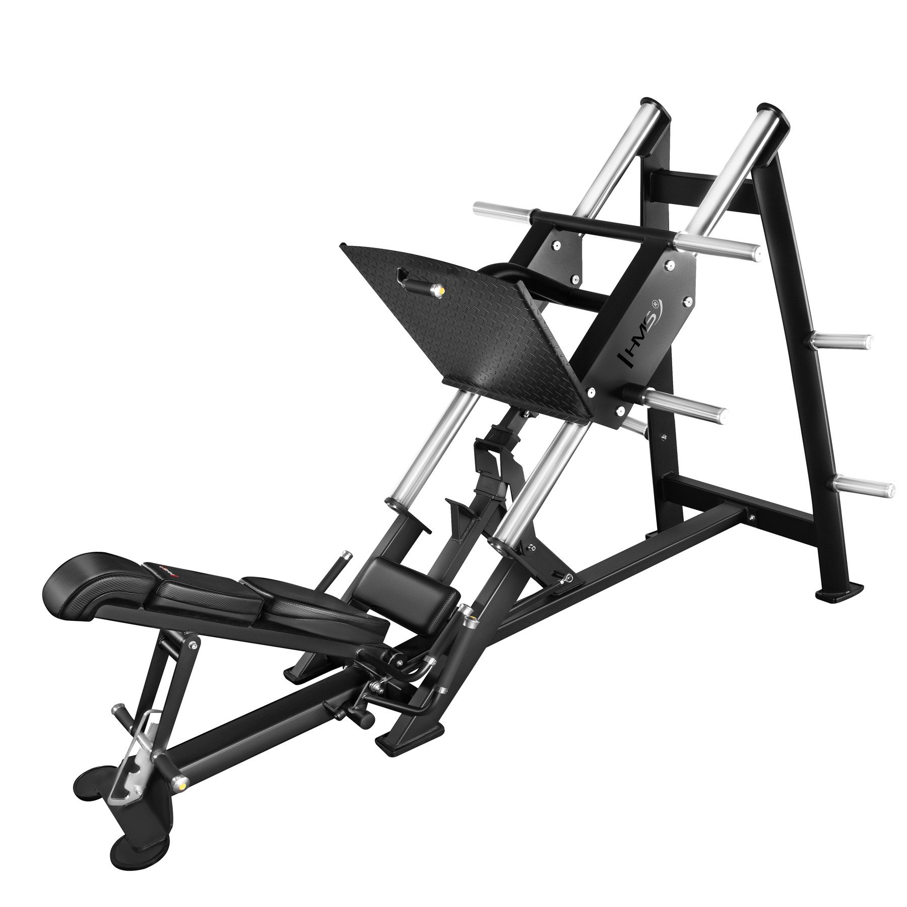 HMS Multipresse Beinpresse Leg Press Commercial, (Spar-Set, 1-tlg., 270 x 135 x 164 cm stabil), 500 kg, verstellbare Rückenlehne, Carbon-Optik