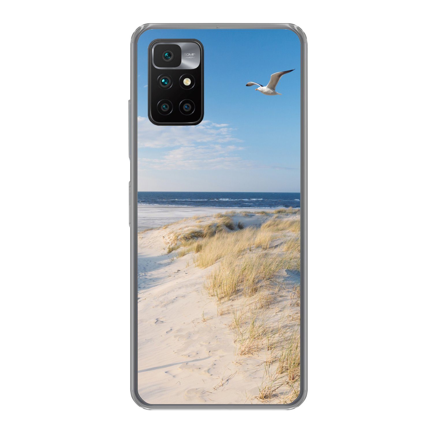 MuchoWow Handyhülle für Xiaomi Redmi 10 Düne - Möwe - Strand - Meer - Sonne, Phone Case, Silikon, Schutzhülle Dünn