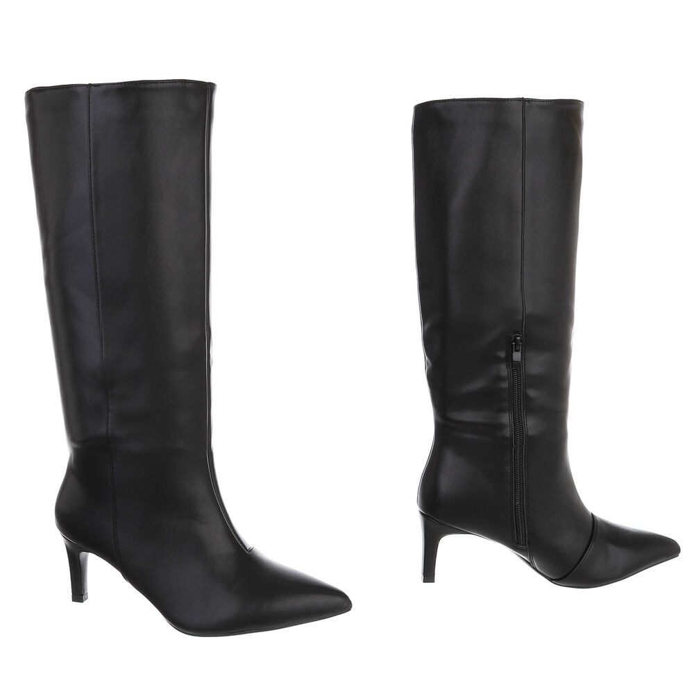Ital-Design Damen Kniehohe Stiefel mit Absatz und Spitze Stiefel (92457699) Pfennig-/Stilettoabsatz Stiefel in Schwarz – Bild 4 von 5