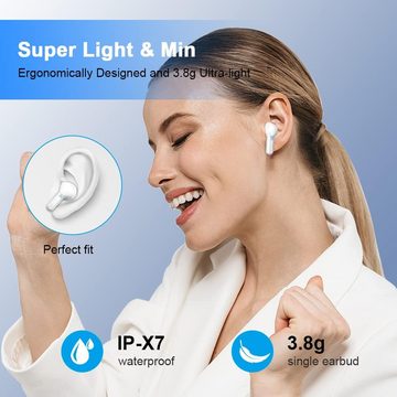 Ordtop mit 4 ENC Mikrofon, IP7 Wasserdicht In-Ear-Kopfhörer (Stressfreie Bedienung mit Touch-Steuerung. Musikwiedergabe, Anrufannahme und Sprachassistentenaktivierung mit einem Fingerdruck., Hochleistungsfähige mit erweitertem Bluetooth,vielseitigen Funktionenz)