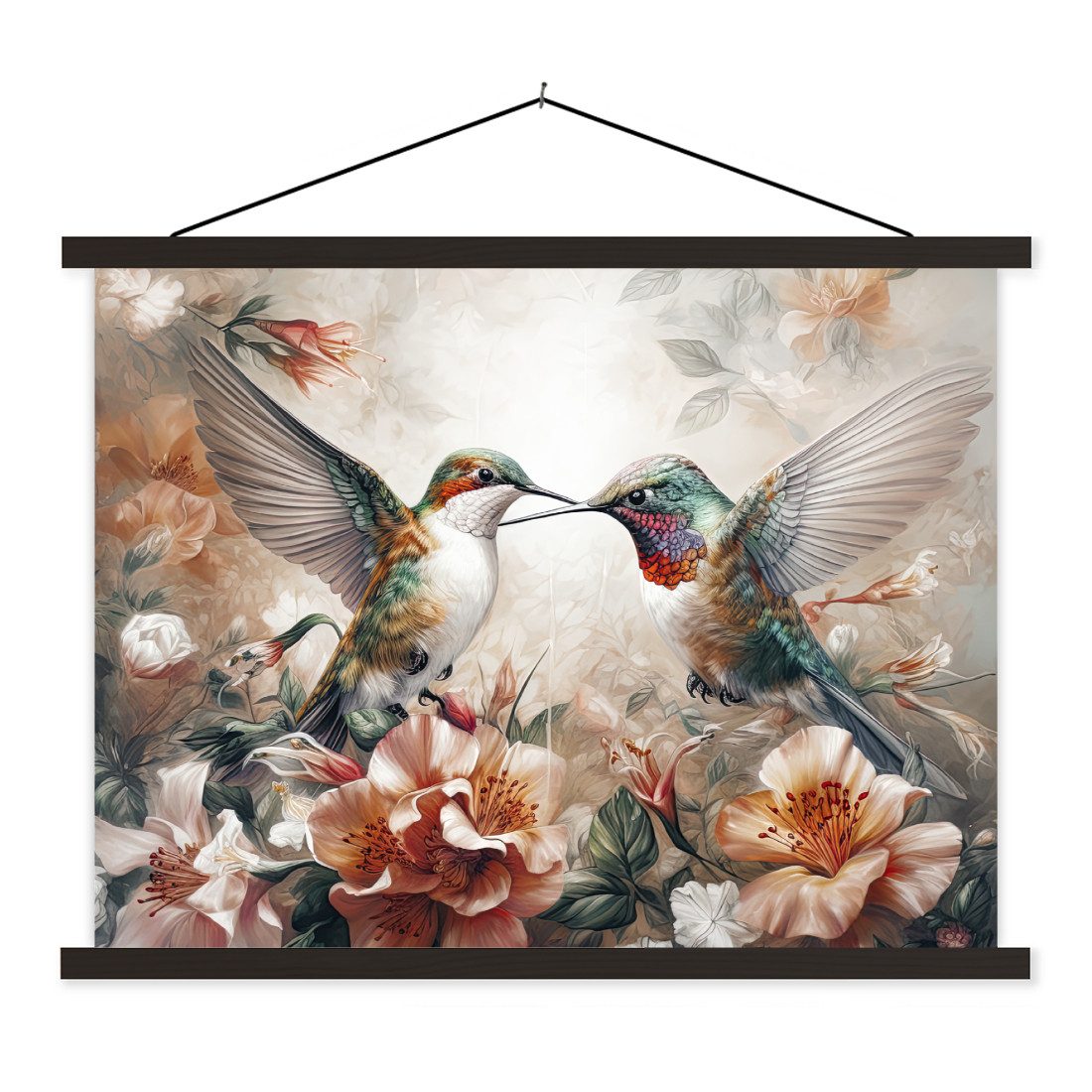 Poster Kolibri - Vögel - Blumen - Natur