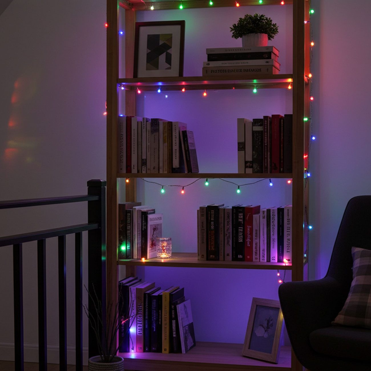 shop'n smile ideoon LED-Lichterkette Bunte LED-Lichterkette (40 LEDs, IP44) mit Timer & Batterie für Außen, Ideal für Sommer- oder Balkondeko