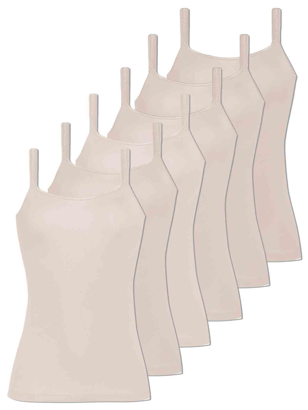 COMAZO Achselhemd 6er Pack Damen Träger-Unterhemd (Packung, 6-St) - haut | Ärmellose Unterhemden