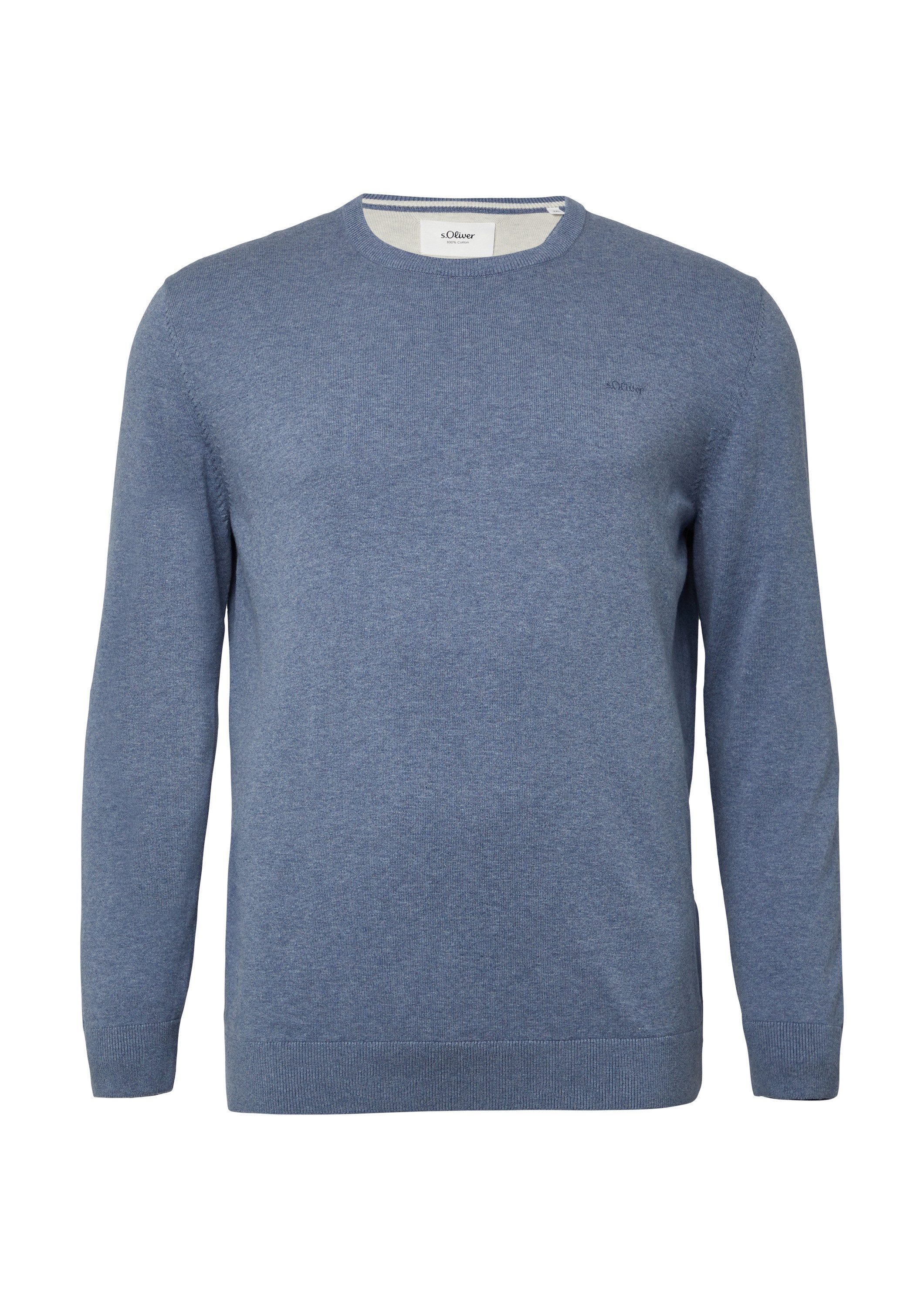 s.Oliver Longpullover Strickpullover Baumwollpullover mit Logo-Stickerei günstig online kaufen