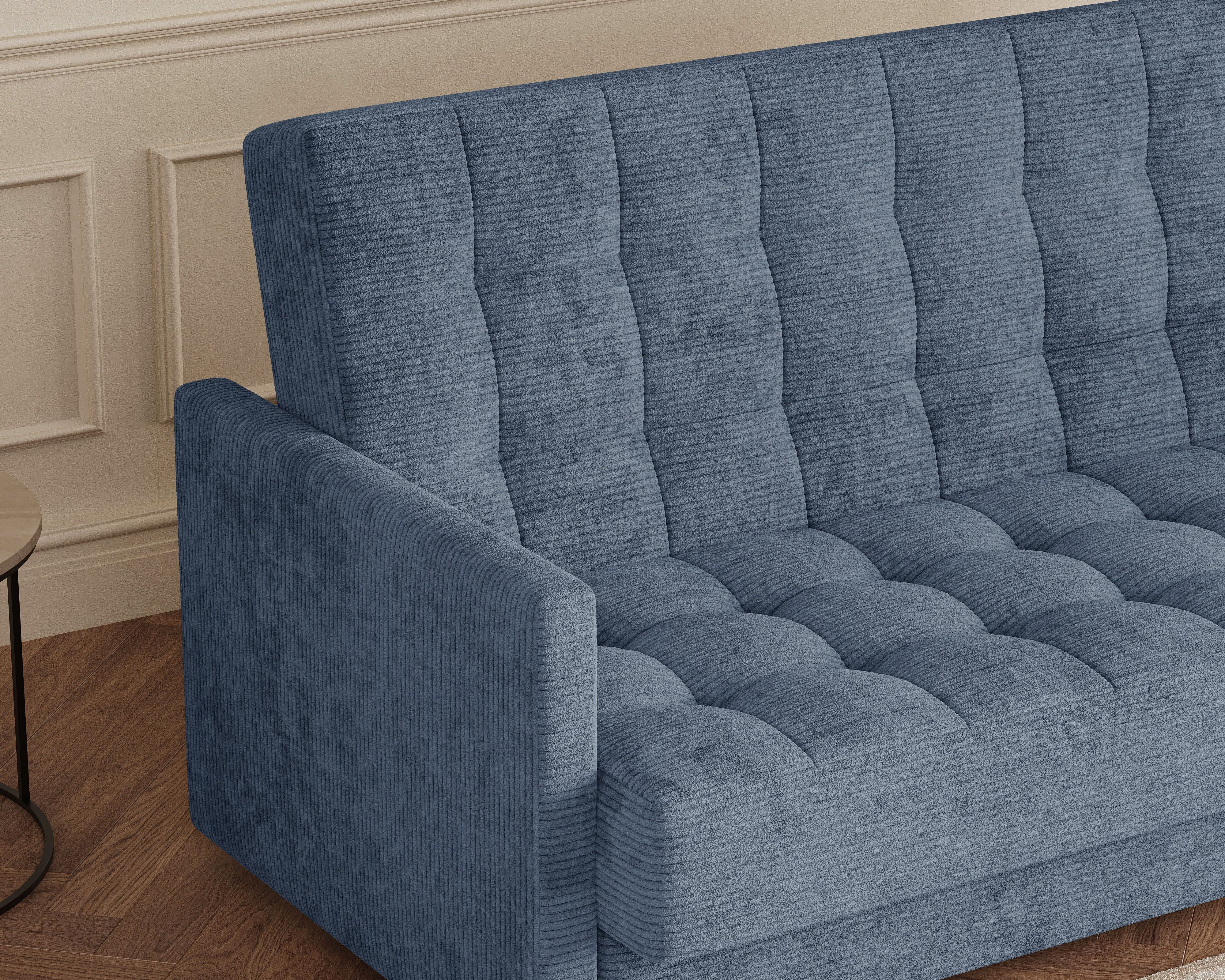 MOEBLO Schlafsofa TINA, 3-Sitzer Schlafsofa mit Bettkasten, Click-Clack-Funktion, Bonellfederung und Lincoln-Cordstoff, Couch Polstermöbel Sitzmöbel Wohnzimmermöbel, (BxHxT): 211 x 90 x 97 cm