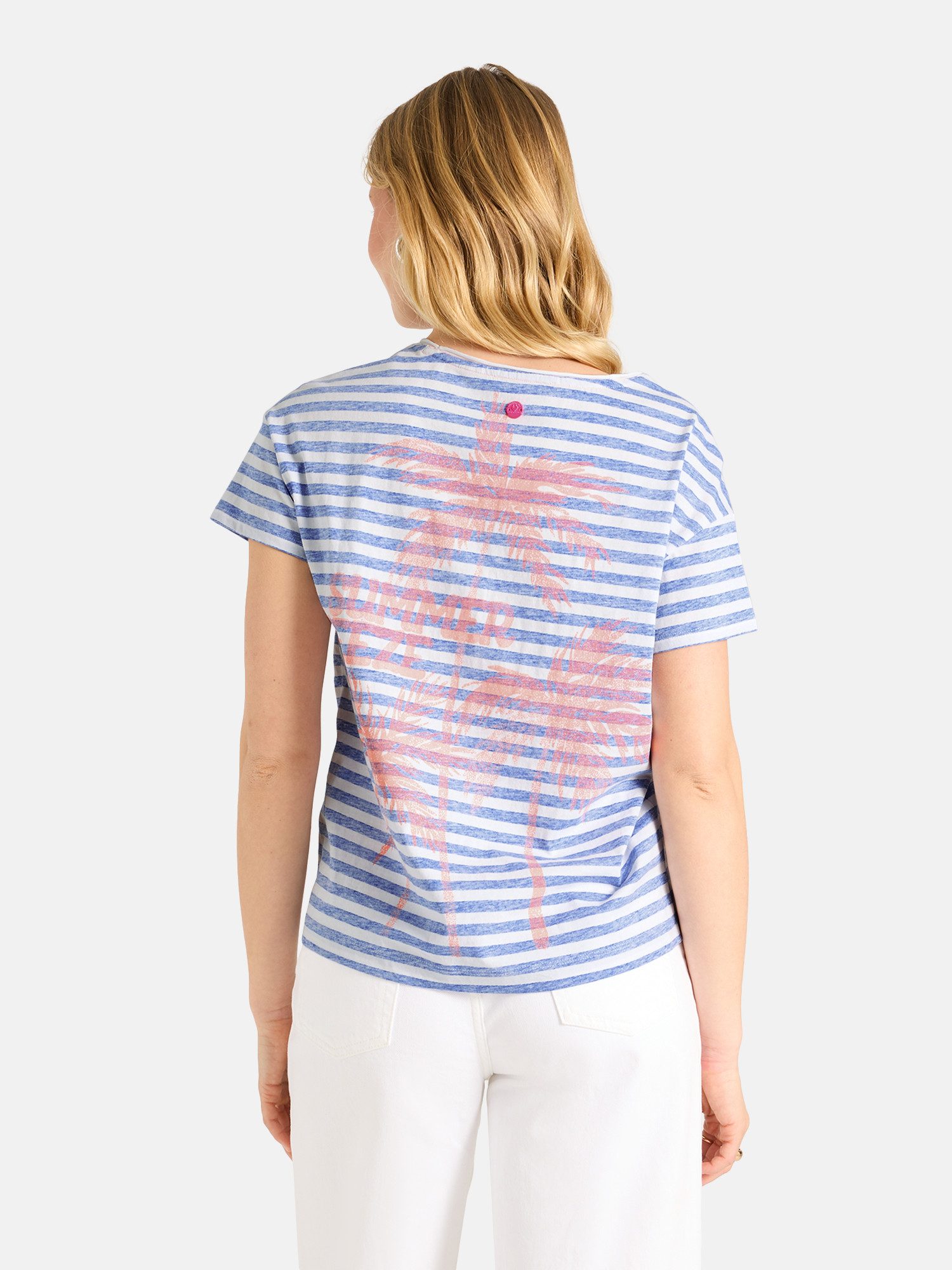 Lieblingsstück T-Shirt DollyL mit Rückenprint, V-Ausschnitt, gestreift
