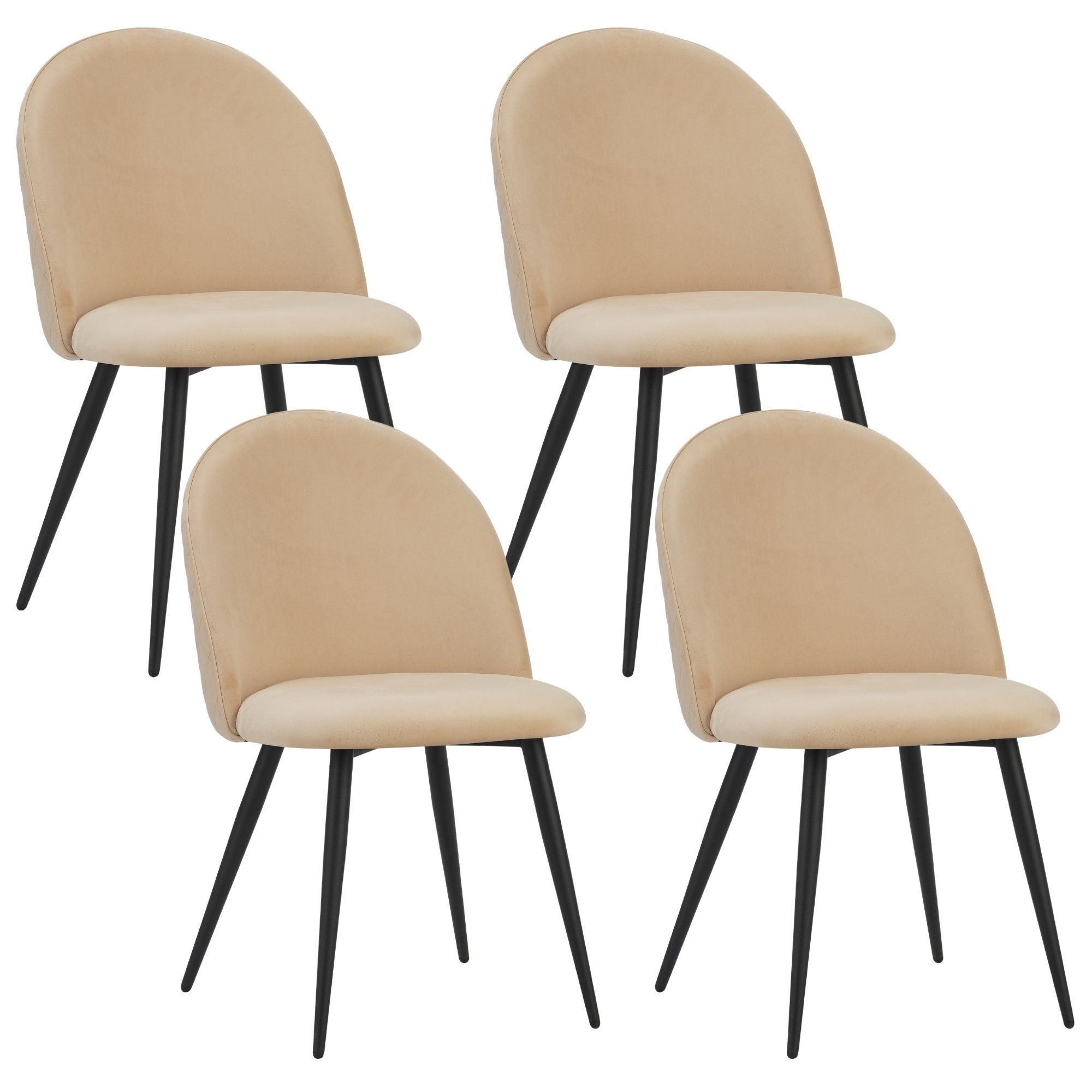 Albatros International Esszimmerstuhl Esszimmerstuhl CAPO Samt 4er Set Schwarz Vintage Design (4er Set, Schwarz), Stilvolles Vintage Design, Eleganter Polsterstuhl am Esstisch