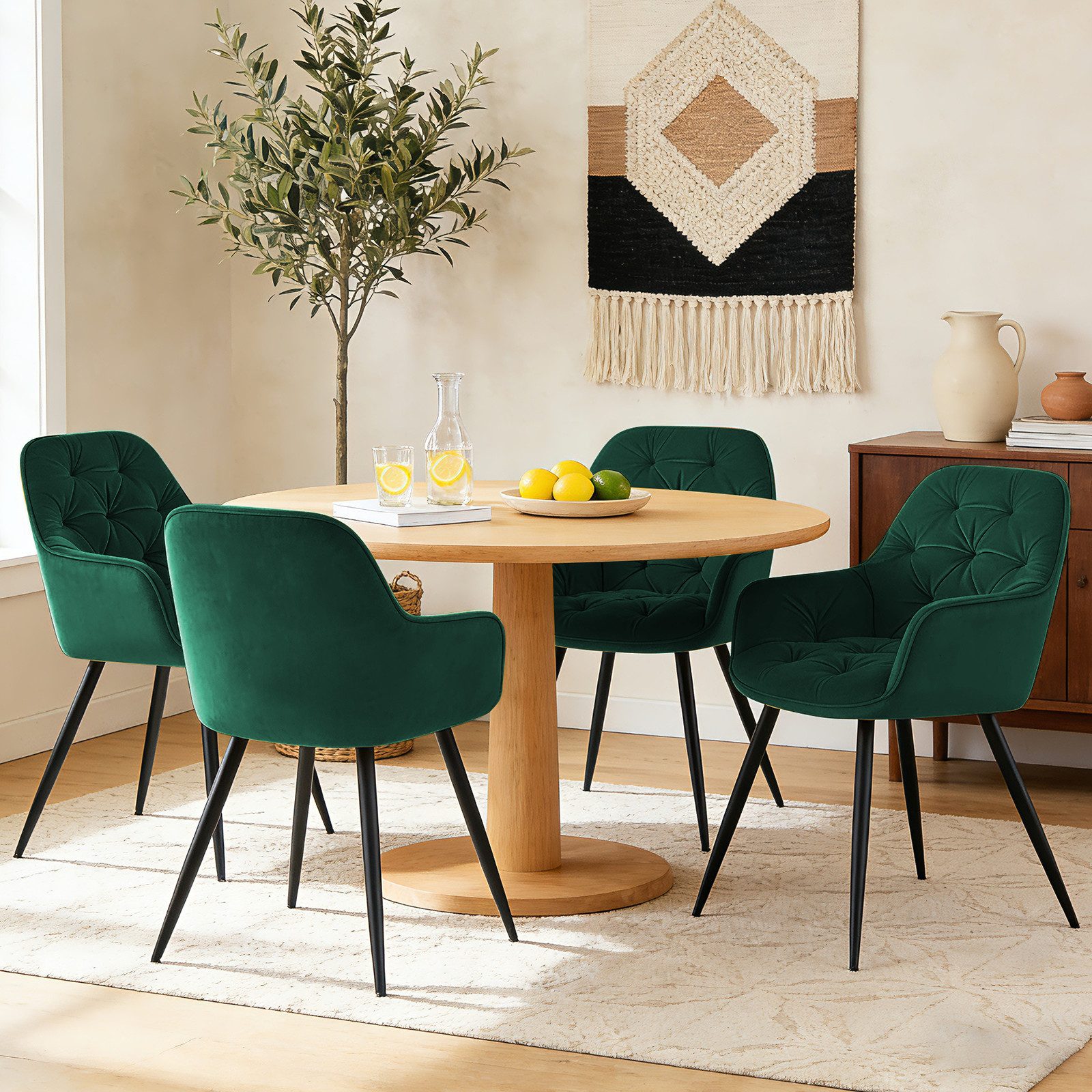 JYMTOM Esszimmerstuhl gepolstert mit Armlehnen & Metallbeinen (6 St), mit dickem Samtstoff, 6er Set Eckstuhl für Lounge Wohnzimmer