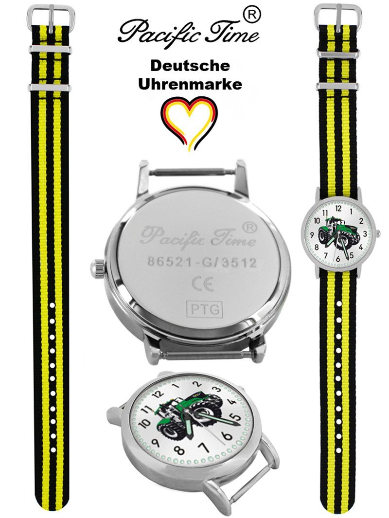 Time Mix Traktor Design Quarzuhr Armbanduhr Gratis schwarz und Versand Pacific - Wechselarmband, Kinder Match grün gelb