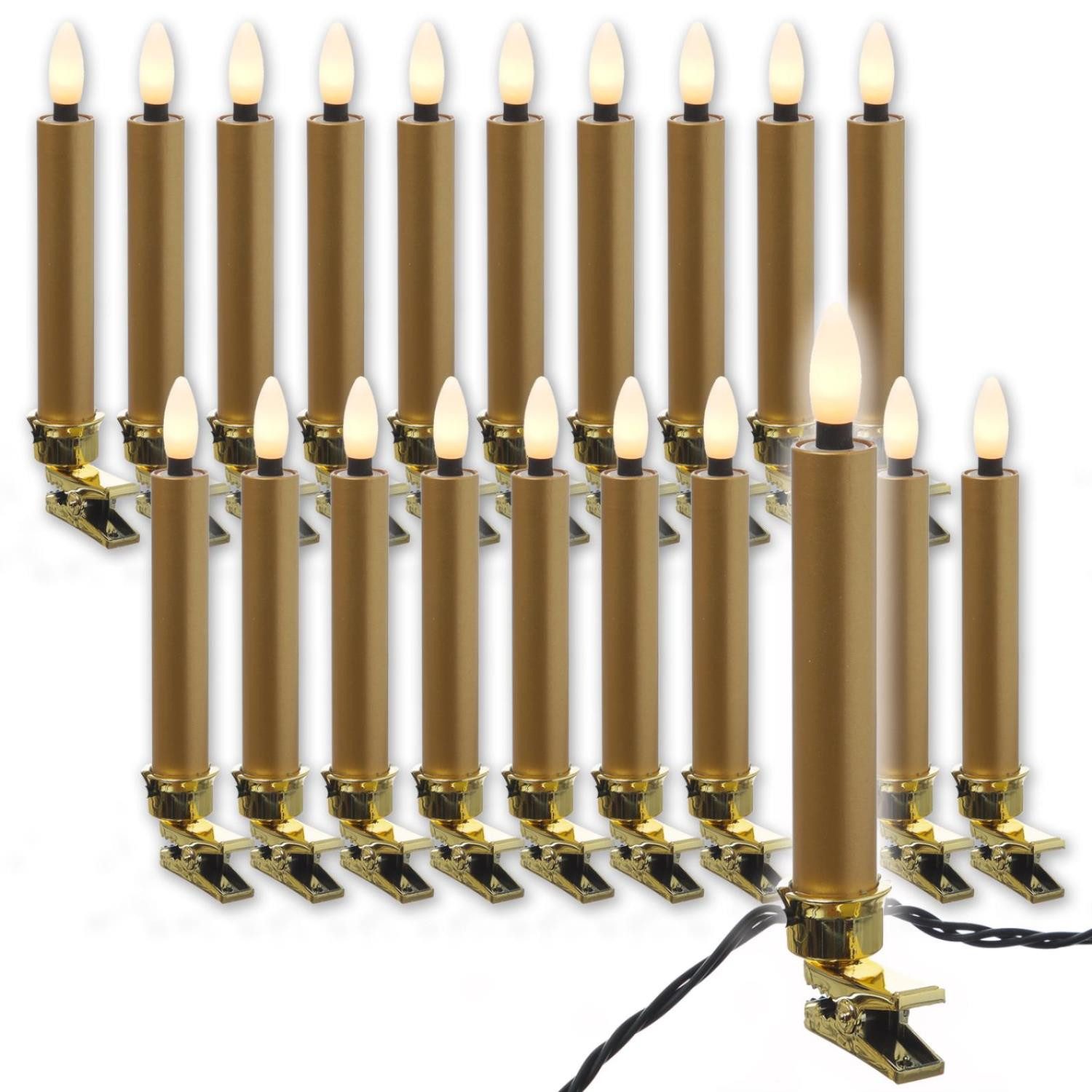 MARELIDA LED-Christbaumkerzen Weihnachtskerzen Lichterkette Weihnachtsbaum 20 Baumkerzen 9,5m Außen, 20-flammig