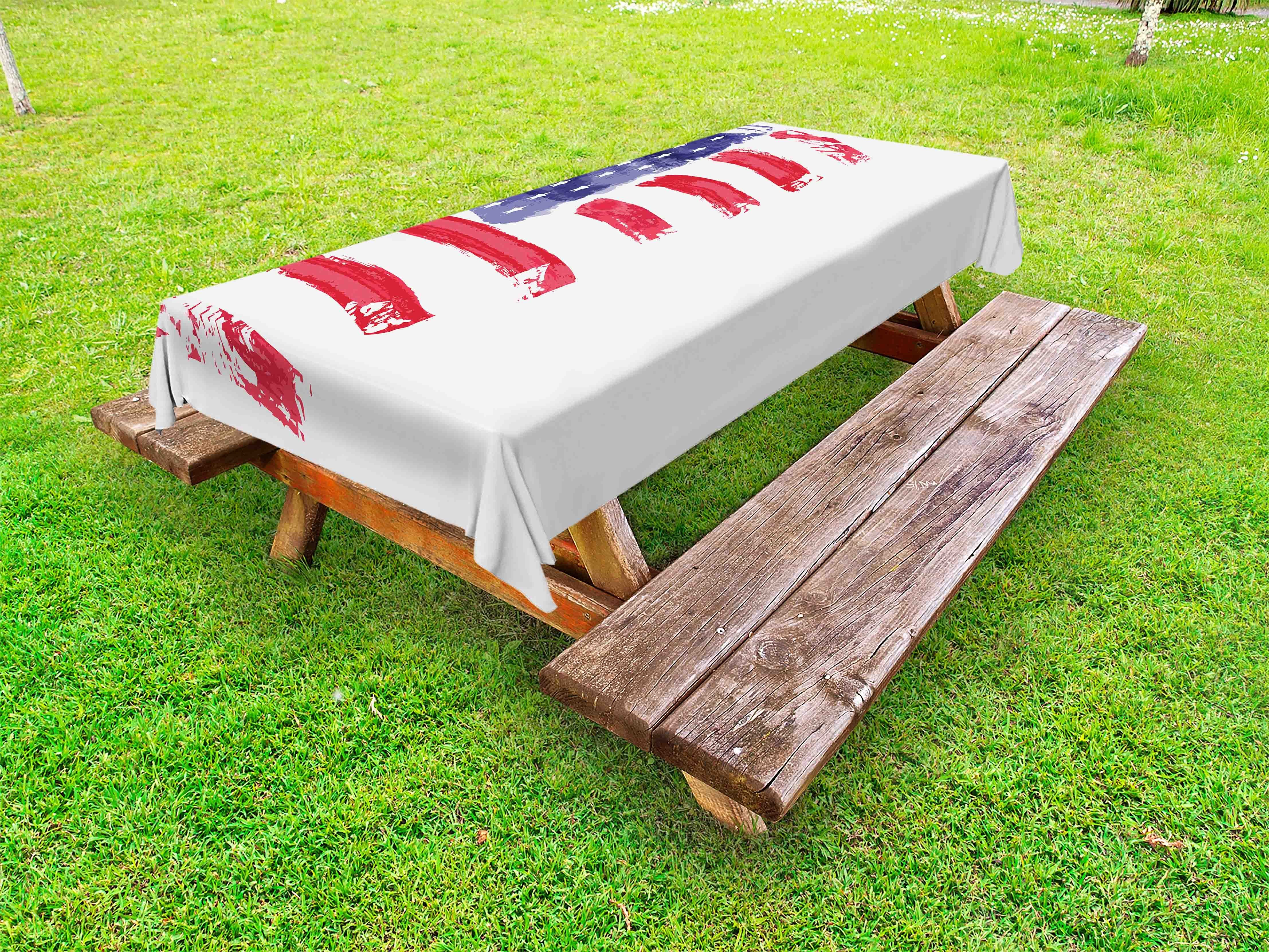 Abakuhaus Tischdecke dekorative waschbare Picknick-Tischdecke, Vierter Juli Gemälde von einem Flagge