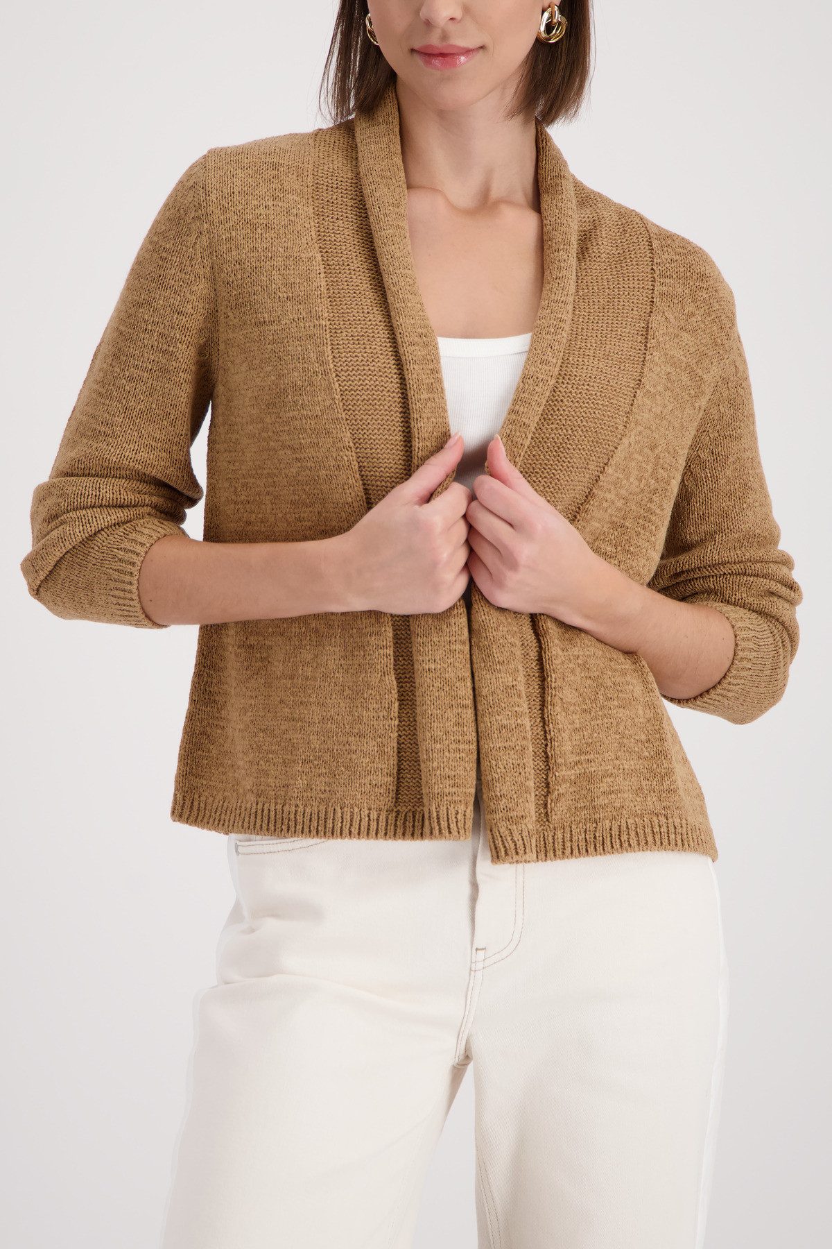 Monari Jacke Stricküberwurf Basic Schalkragen, Regular Fit