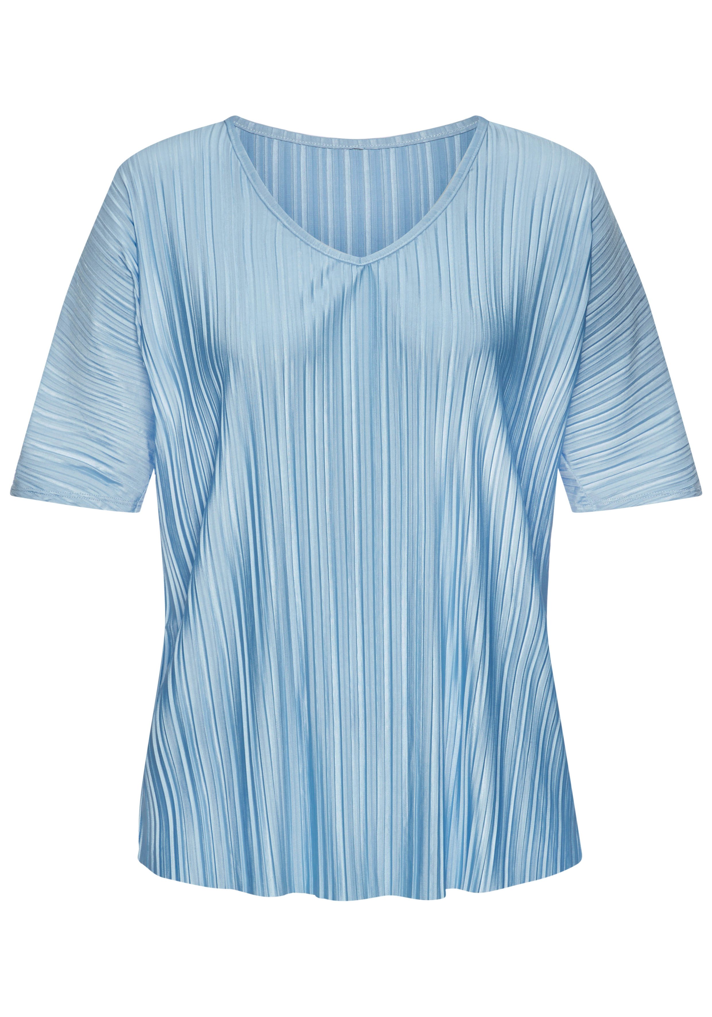 LASCANA Plisseeshirt aus schimmernder Ware