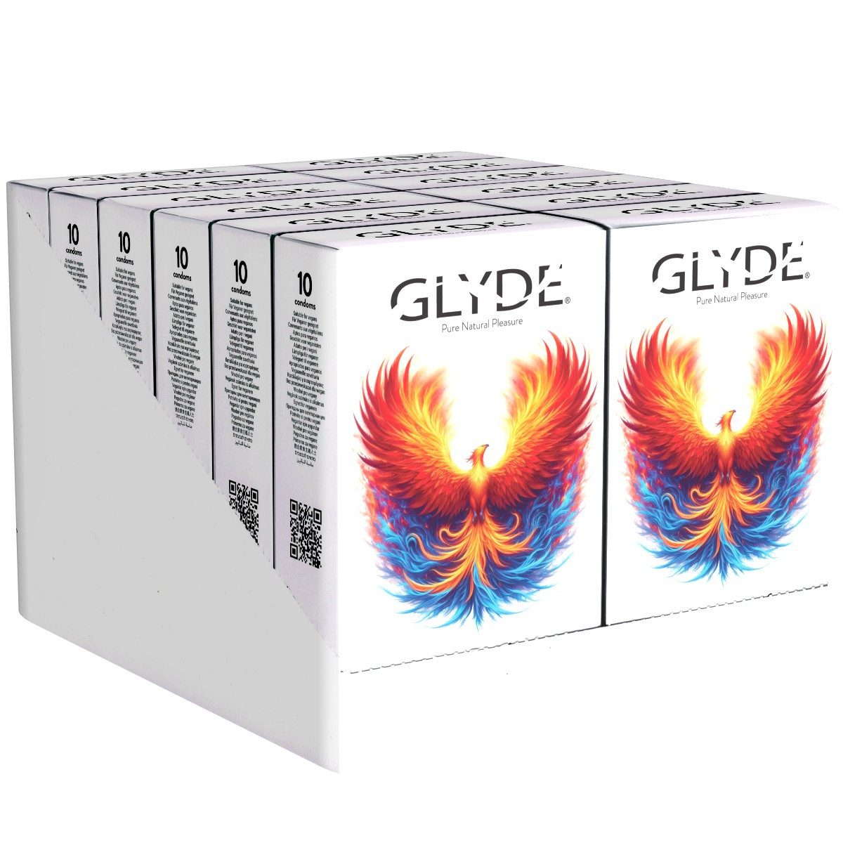 Glyde Kondome Maxi Packung mit, 120 St., Vorteilspack, 12 x 10 große vegane Kondome