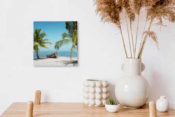 OneMillionCanvasses® Leinwandbild Palme - Boot - Strand, (1 St), Leinwand Bilder für Wohnzimmer Schlafzimmer