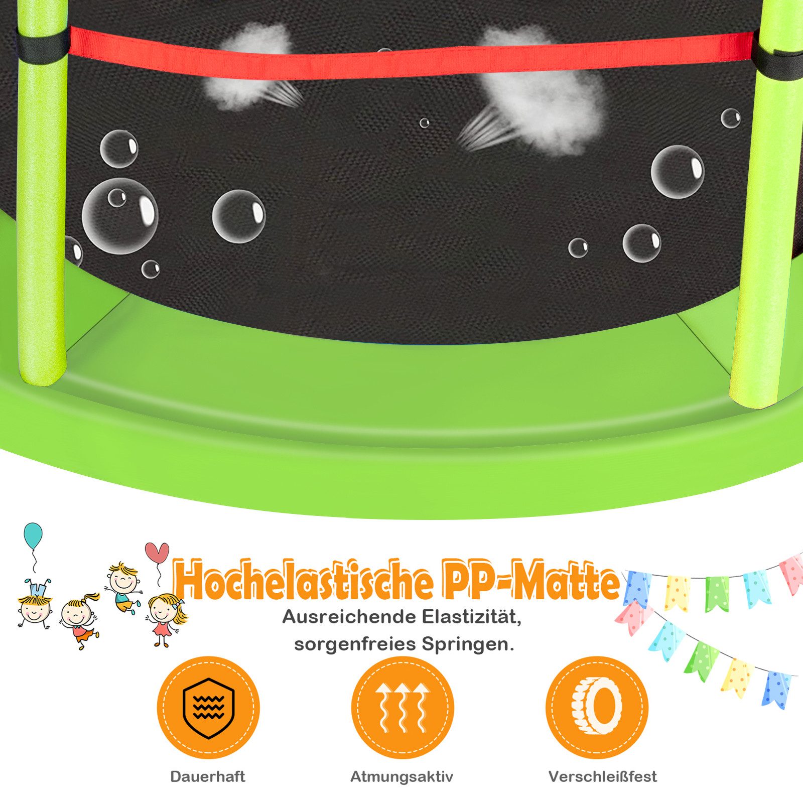 COSTWAY Gartentrampolin, Ø 165 cm, mit Sicherheitsnetz, bis 45KG