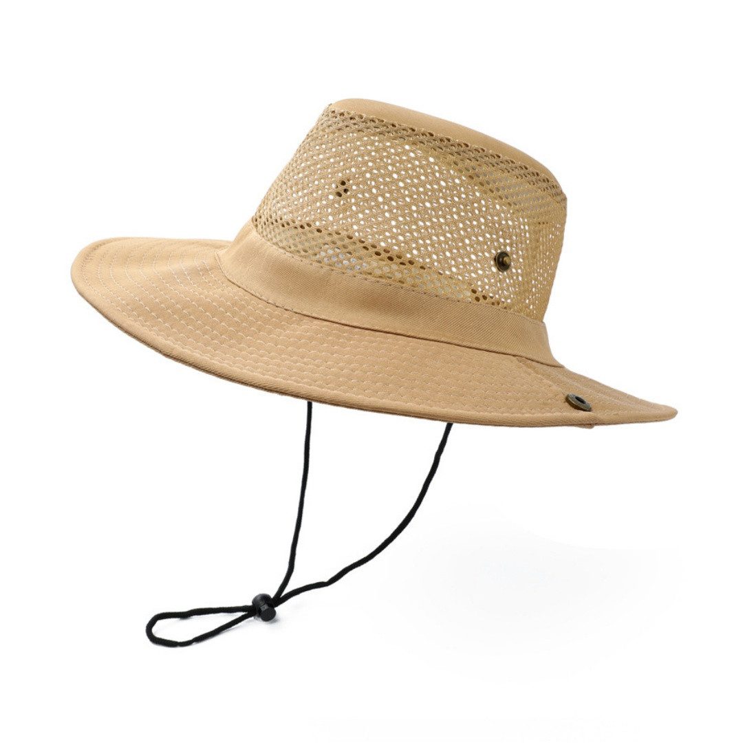 FOUORTUNATE-BEE Sonnenhut Sonnenhut mit Netz Unisex faltbar breitkrempig Outdoor Sommer Fischerhut für Wandern Angeln Camping Reise atmungsaktiv leicht