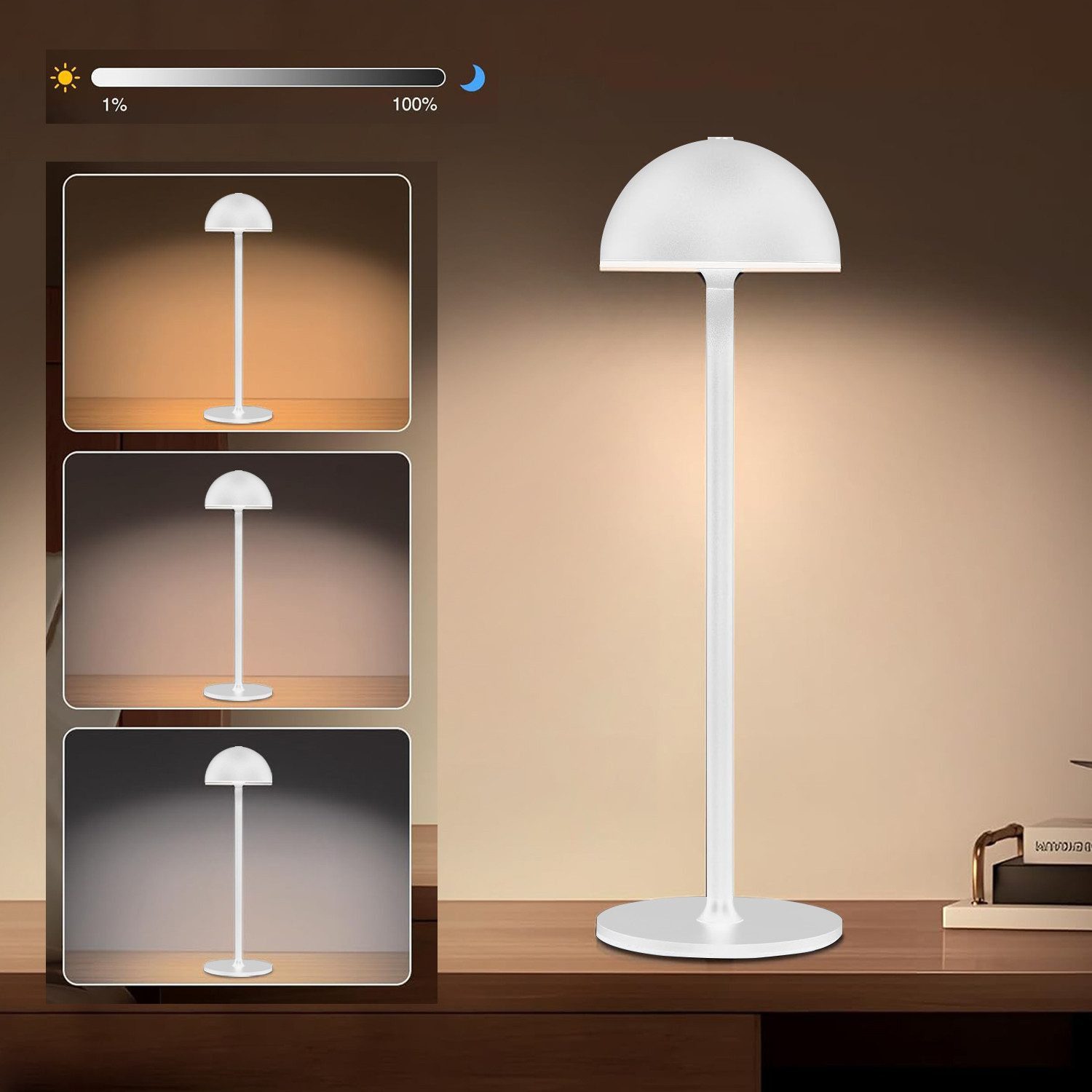 Luckice LED Nachttischlampe Kabellos Dimmbare Tischlampe mit Touch Sensor, günstig online kaufen