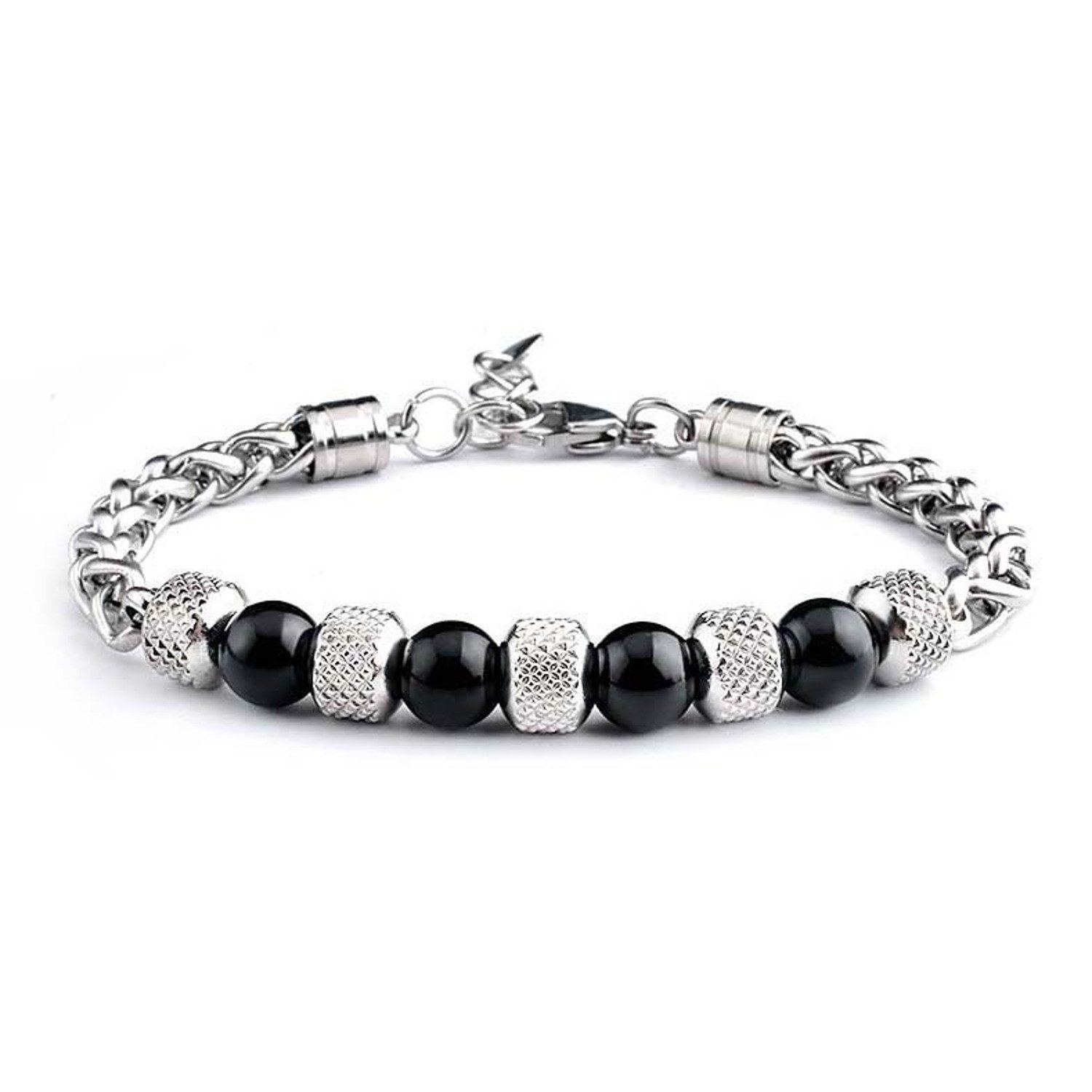 Armband Herren Edelstahl Schwarz Silber 19 cm PVD beschichtet