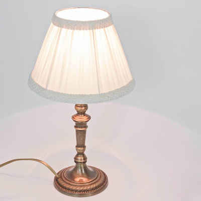 Licht-Erlebnisse Nachttischlampe RAZAEL, ohne Leuchtmittel, ABAT-JOUR 167 Tischleuchte Messing bronziert Premium Nachttischlampe