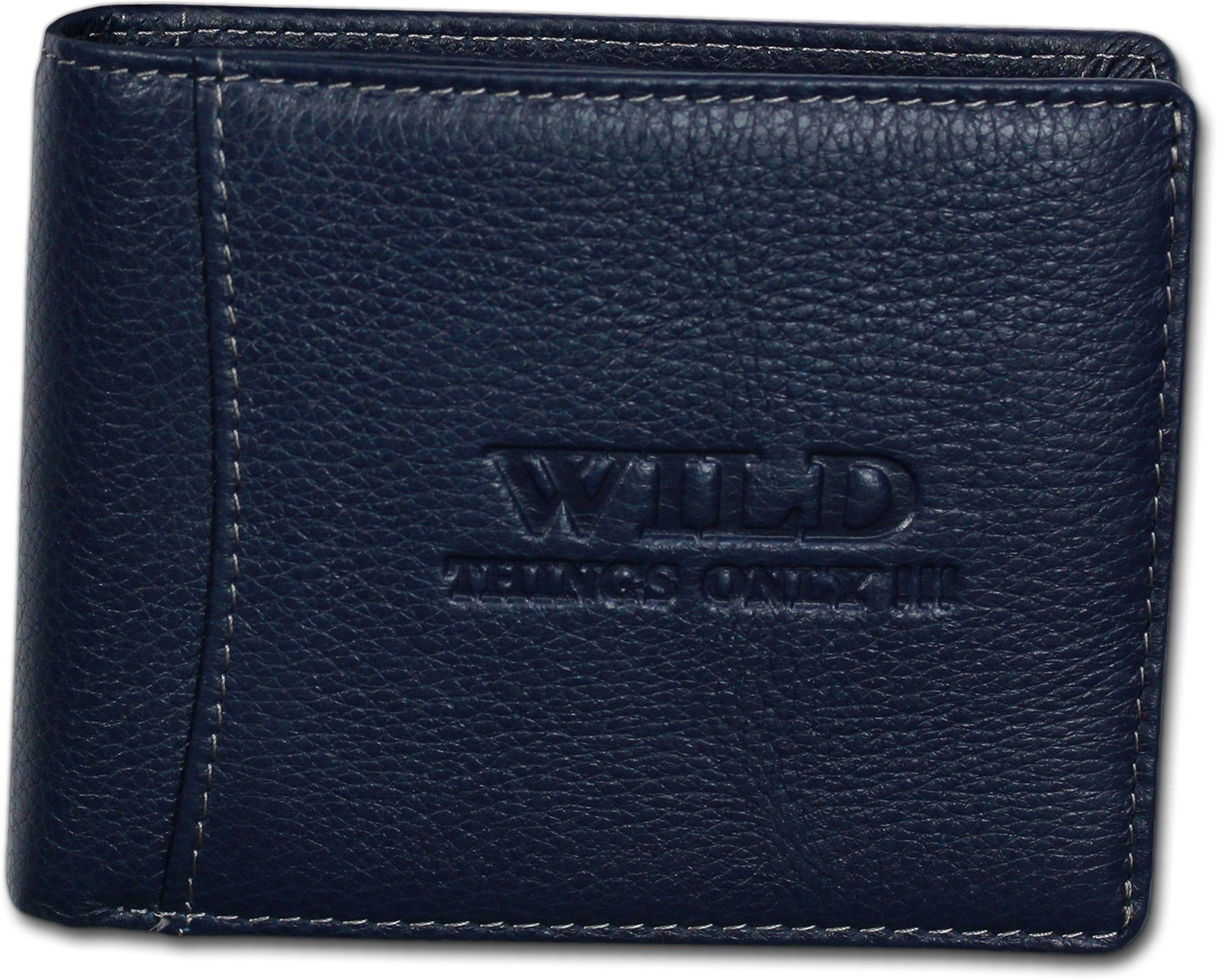 Wild Things Only !!! Geldbörse Wild Things Only RFID Block Antikleder (Portemonnaie, Portemonnaie), Portemonnaie aus Echtleder blau, Größe ca. 12,5cm