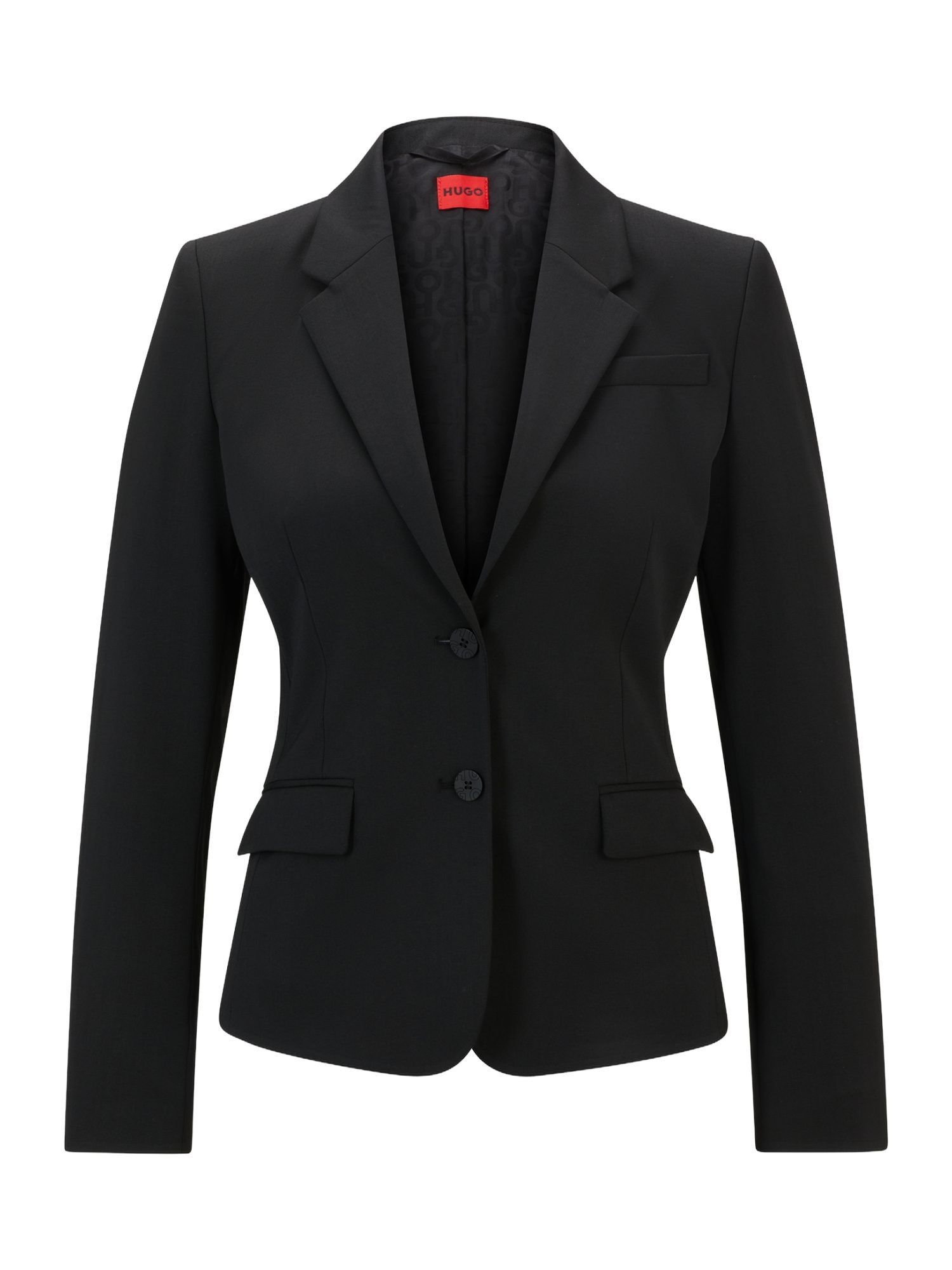 HUGO Kurzjacke HUGO Women RED schwarz,Business,Polyester,Unifarben,Reverskragen,Lang,Regular Fit