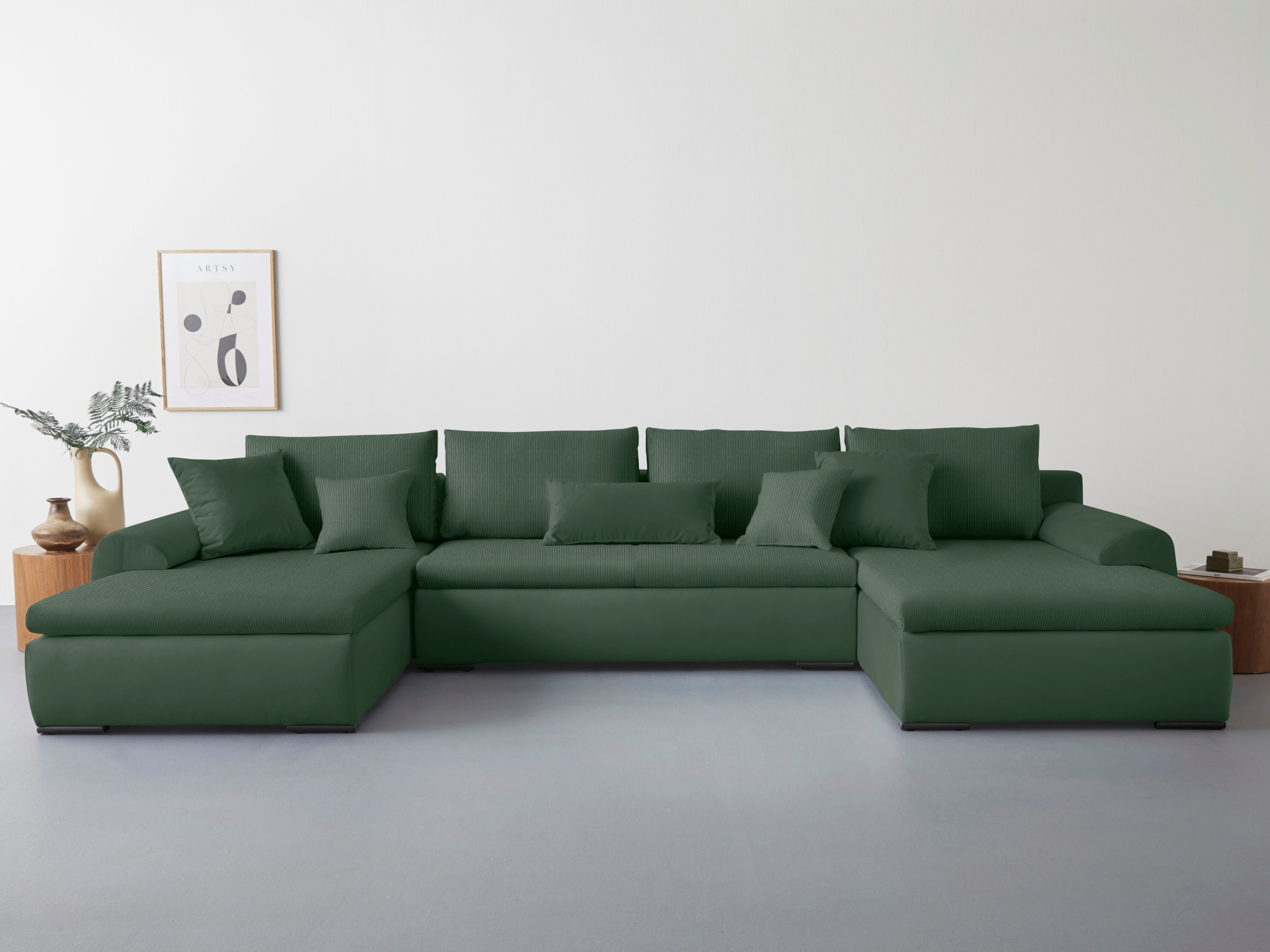 Home affaire Wohnlandschaft Win U-Form, B: 366 cm - OTTO. Verlässliche Qualität., Schlaffunktion, Bettkasten & 5 Zierkissen