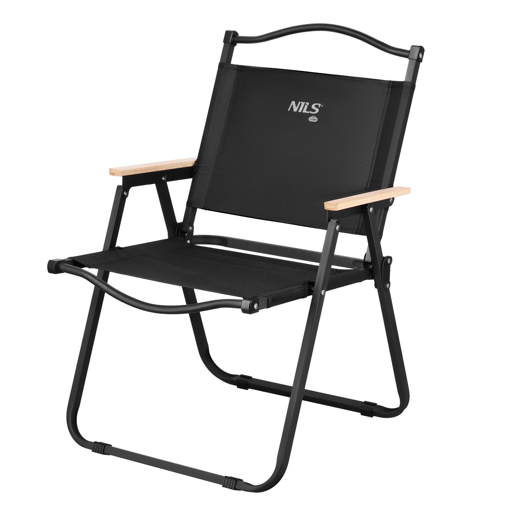 NILS CAMP Campingstuhl Klappstuhl faltbar Gartenstuhl Balkonstuhl Schwarz, Ideal für Balkon, Garten, Camping und Glamping