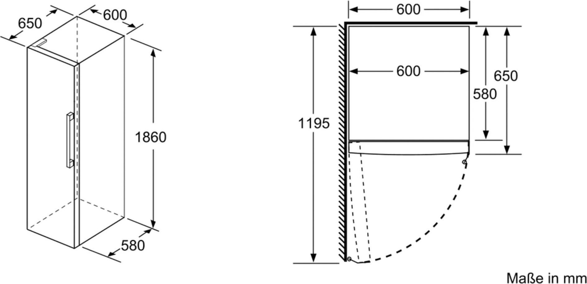 iQ300 cm 186 weiß KS36VVWEP, 60 hoch, SIEMENS cm breit Kühlschrank