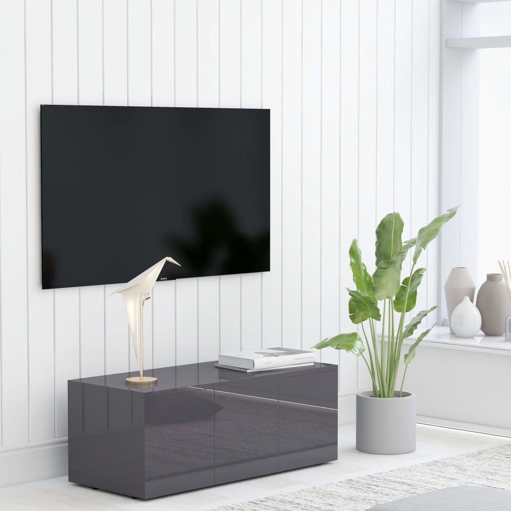 furnicato TV-Schrank Hochglanz-Grau 80x34x30 cm Holzwerkstoff