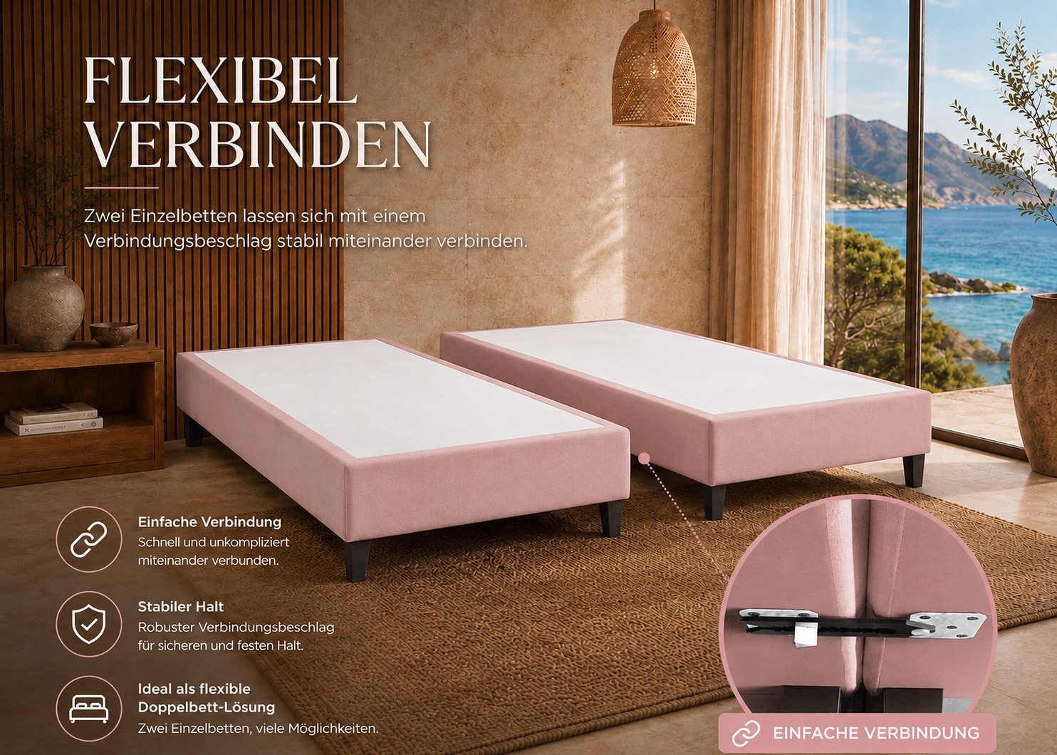 Best for Home Boxspringbett Rahmen – Massivholz, 12 cm Füße, Stabil & Zuverlässig (Seniorebett, Matratze, Jugendbett, Kinderbett, 70x200 80x200 90x200 100x200 c – Bild 4 von 5