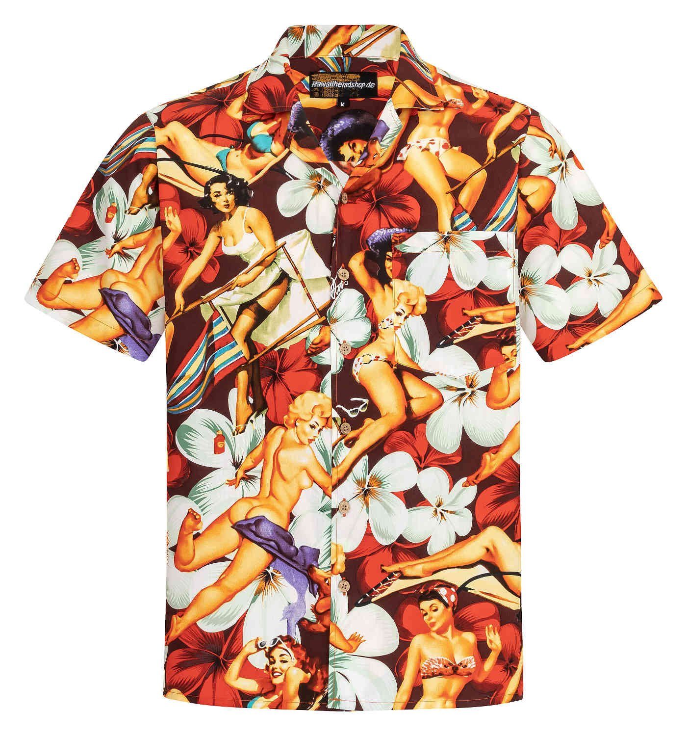 Hawaiihemdshop.de Hawaiihemd Hawaiihemdshop Hawaii Hemd Herren Baumwolle Kurzarm Blüten Shirt