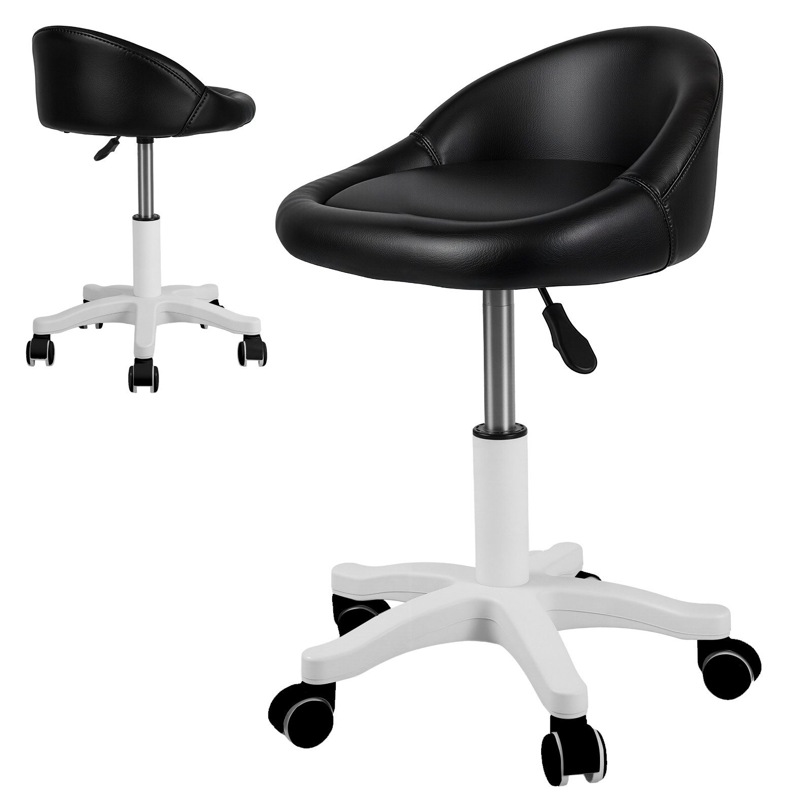 Rutaqian Drehhocker Rollsitz Höhenverstellbar 48-62 cm, Bürostuhl Salonstuhl mit Rädern (Set, 1 St., 1 x Arbeitshocker), 360° Drehbar Arbeitshocker,Schreibtischstuhl,Rollhocker für Büro,Salon