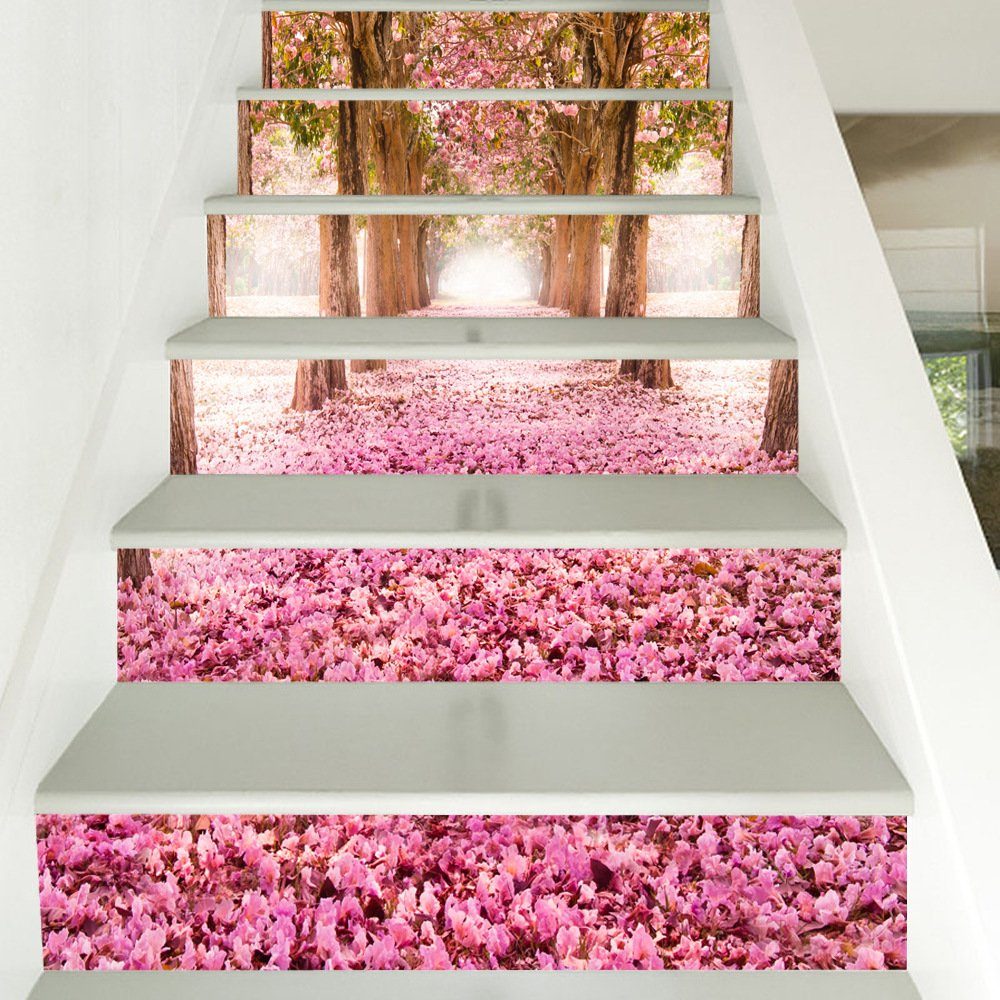 Wandaufkleber Dekorative Steps Aufkleber,Home Wandtattoo Treppenhaus Flower Rouemi