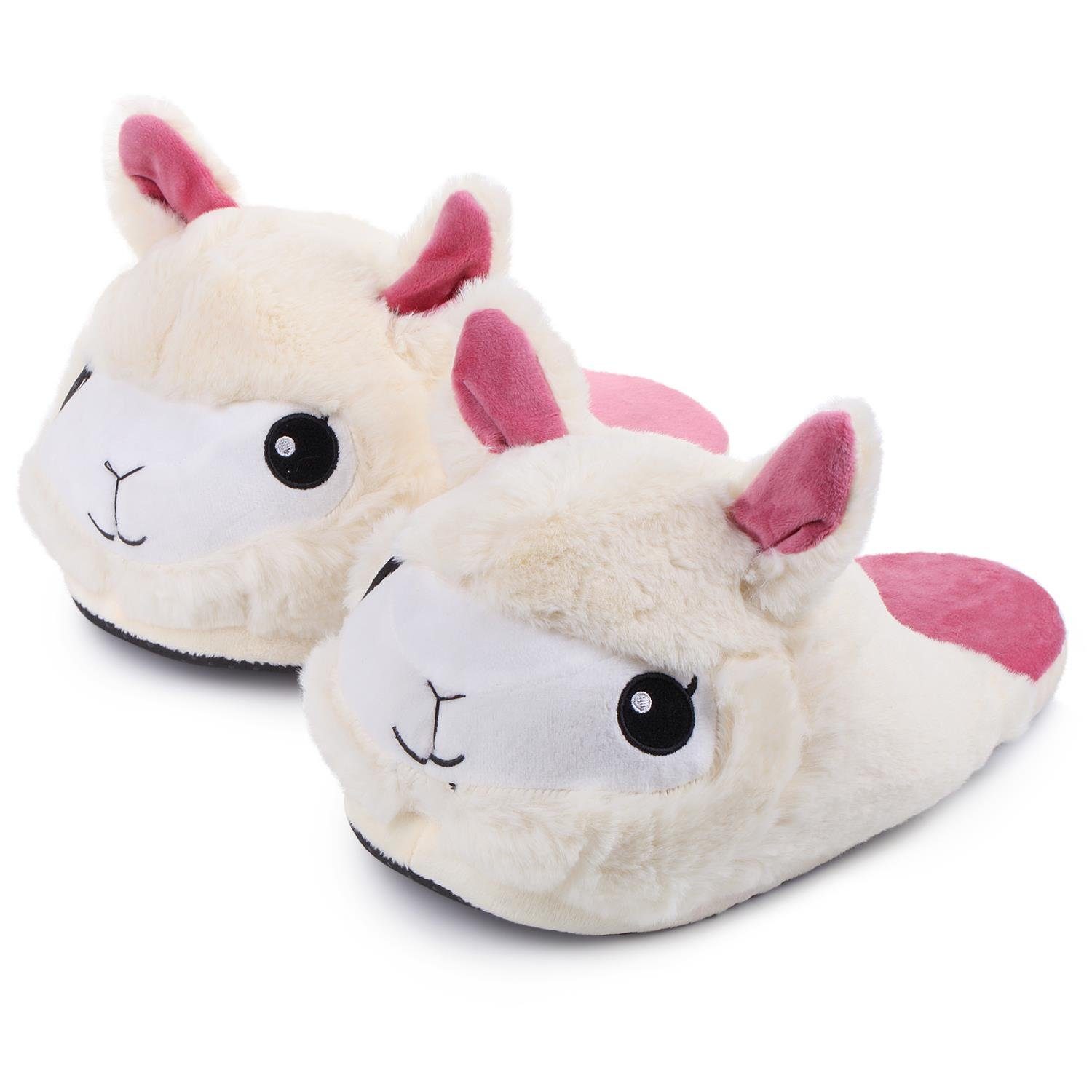 Katara Kuschelige Tier Pantoffeln (Schwein, Lama, Bär) Plüsch Hausschuhe